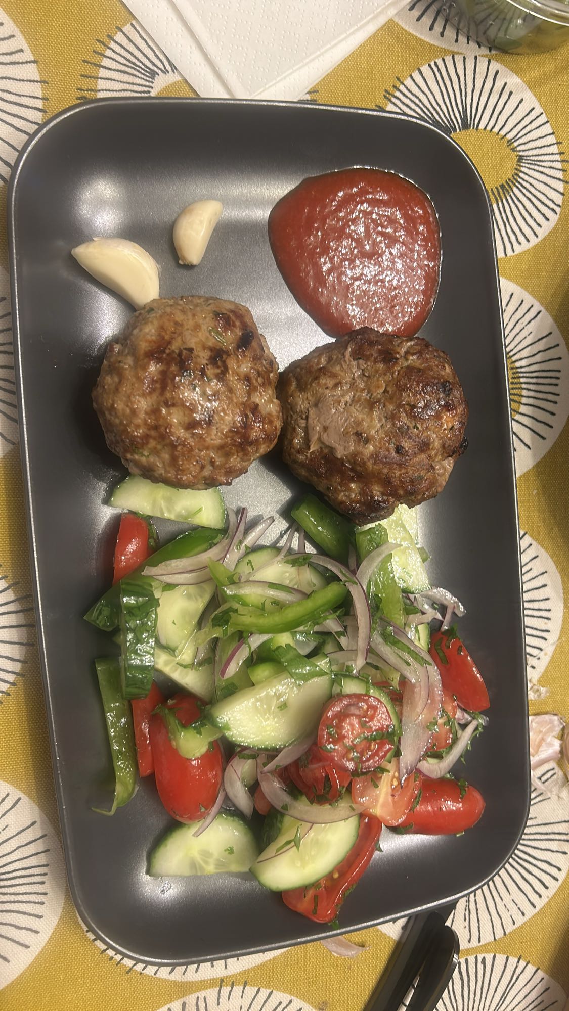Meatballs with salad