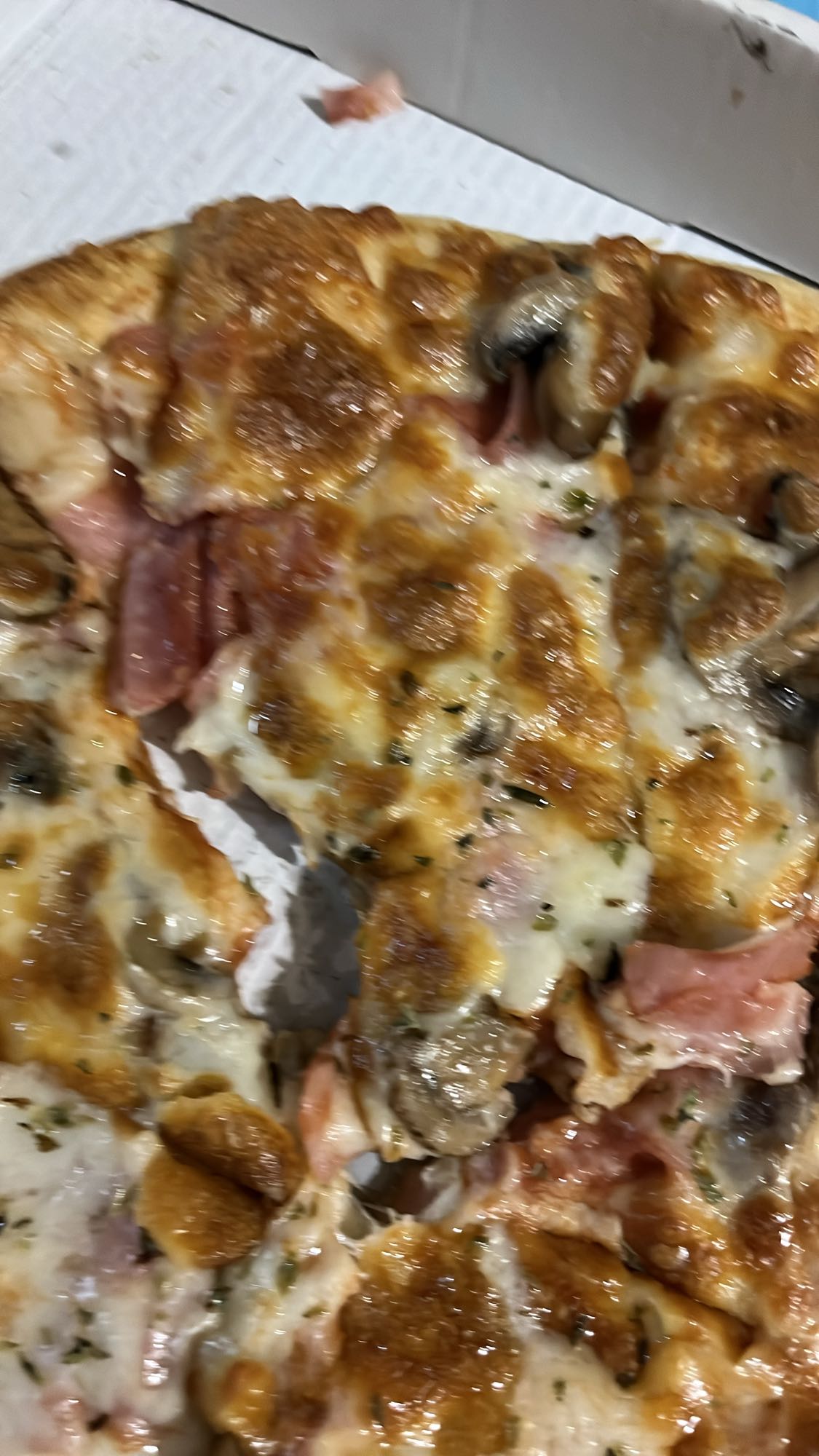 Pizza de jamón y champiñones