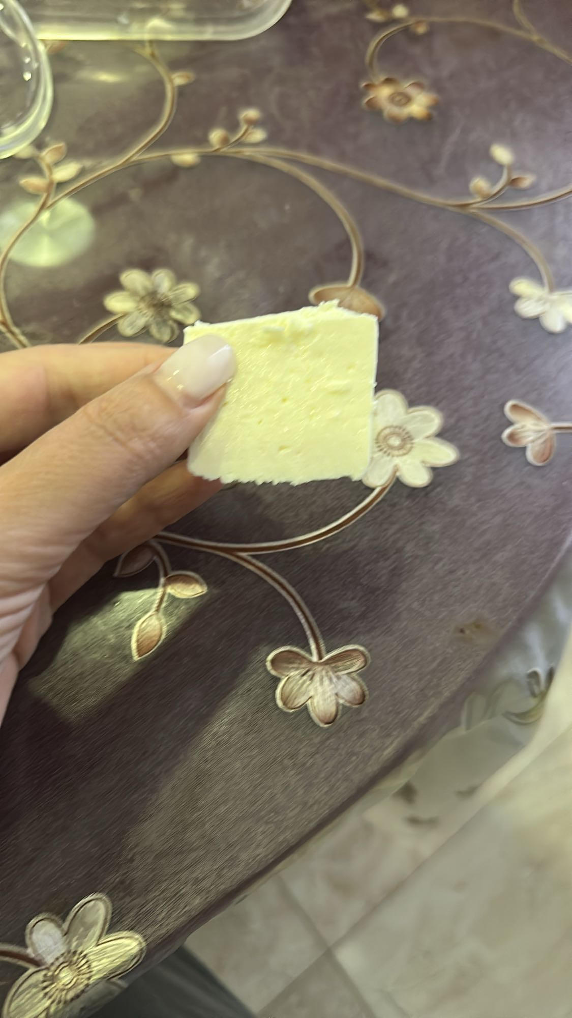 Slice of white cheese