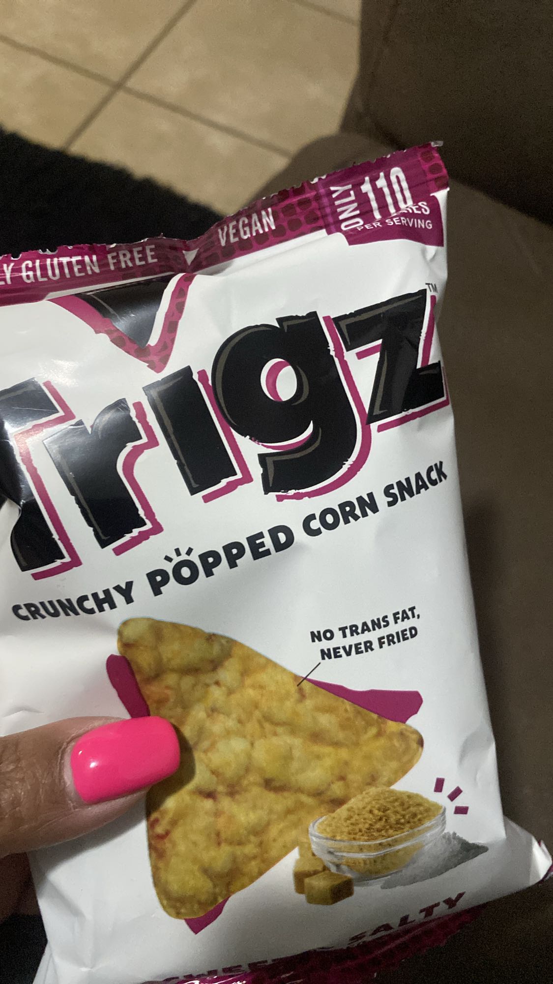 Trigz popped corn snack
