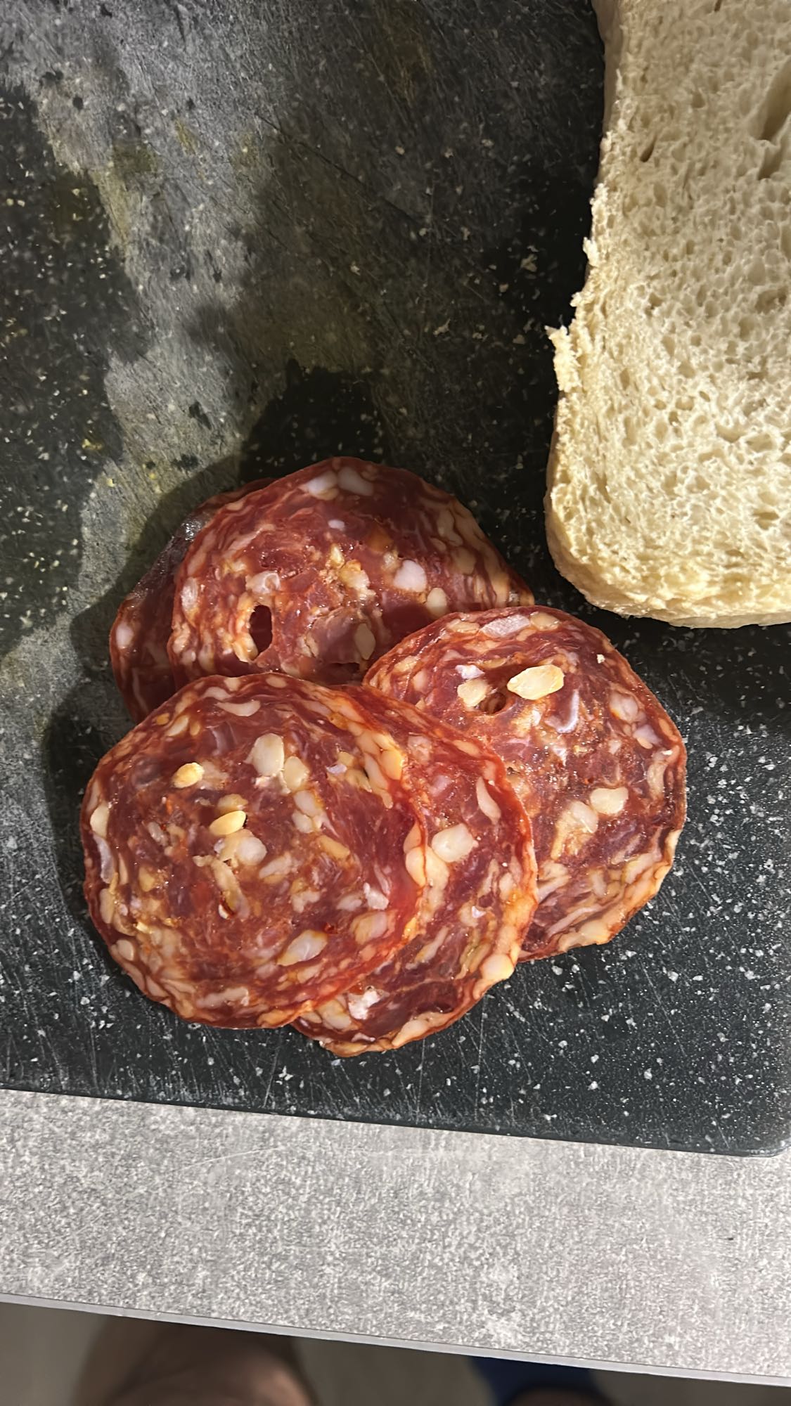 Salami and Bread Snack