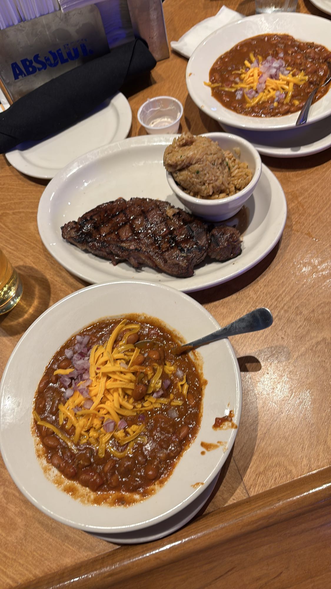 Chili con carne y filete