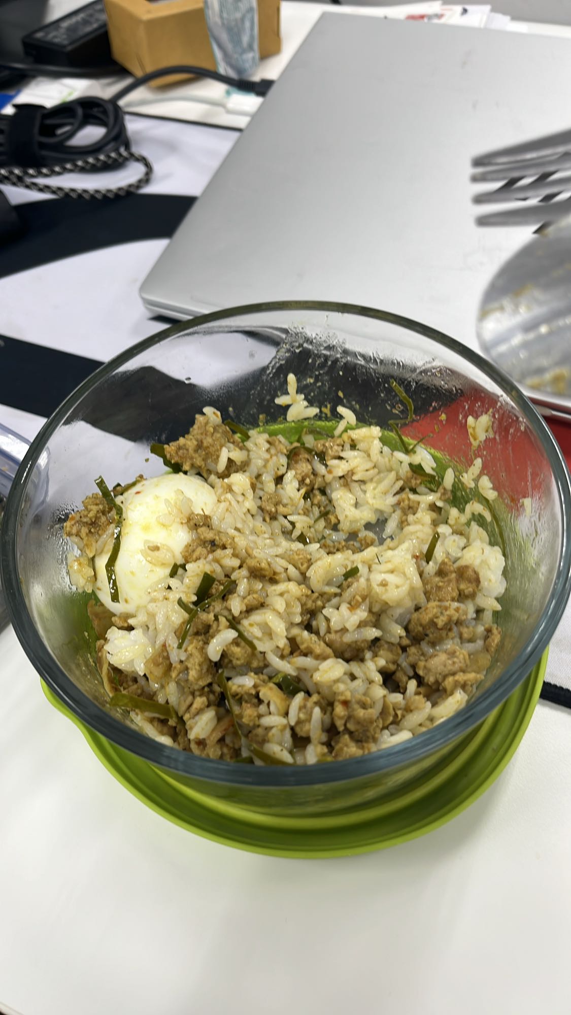 Rice with egg and meat