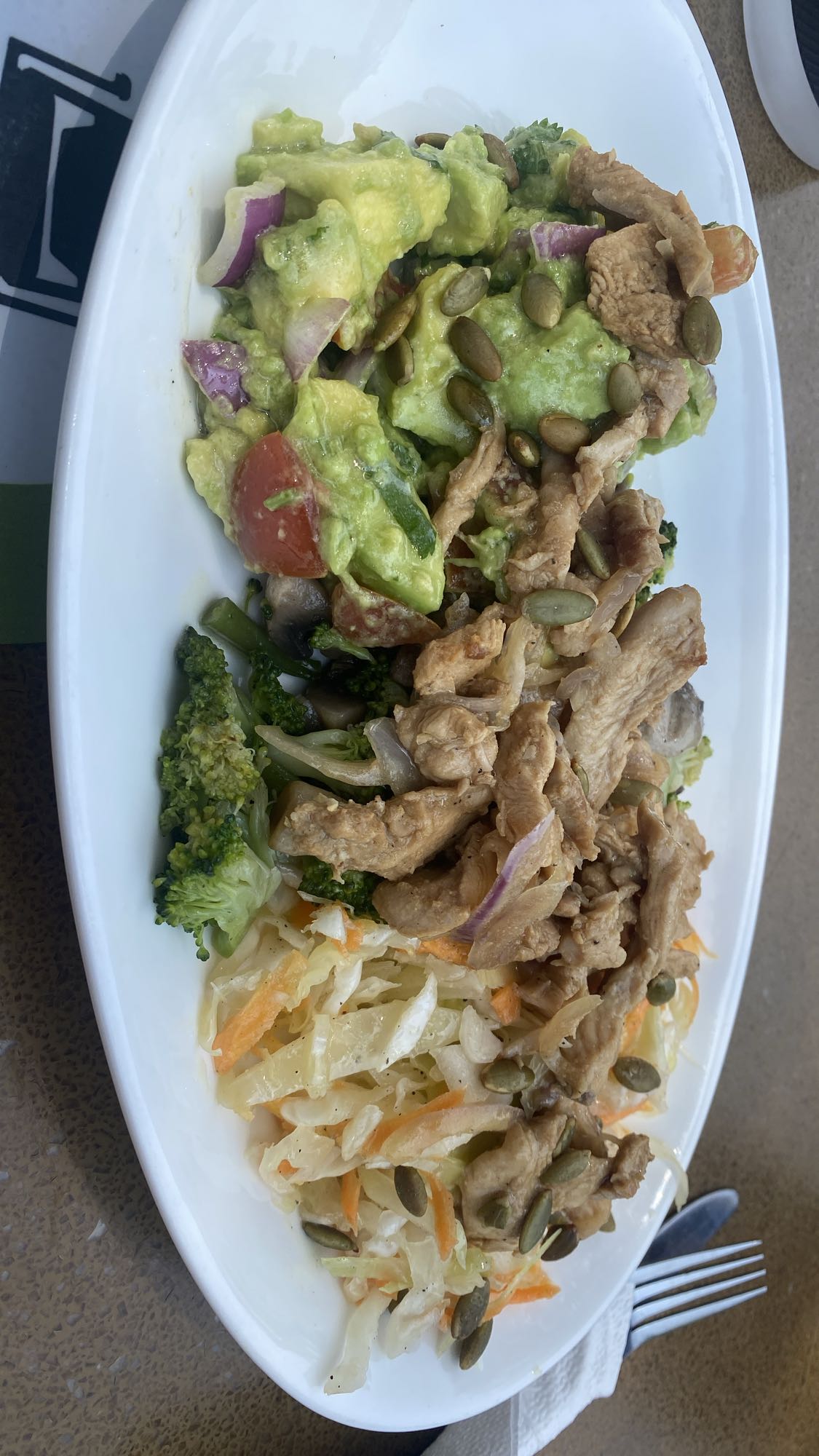 Assiette poulet avocat