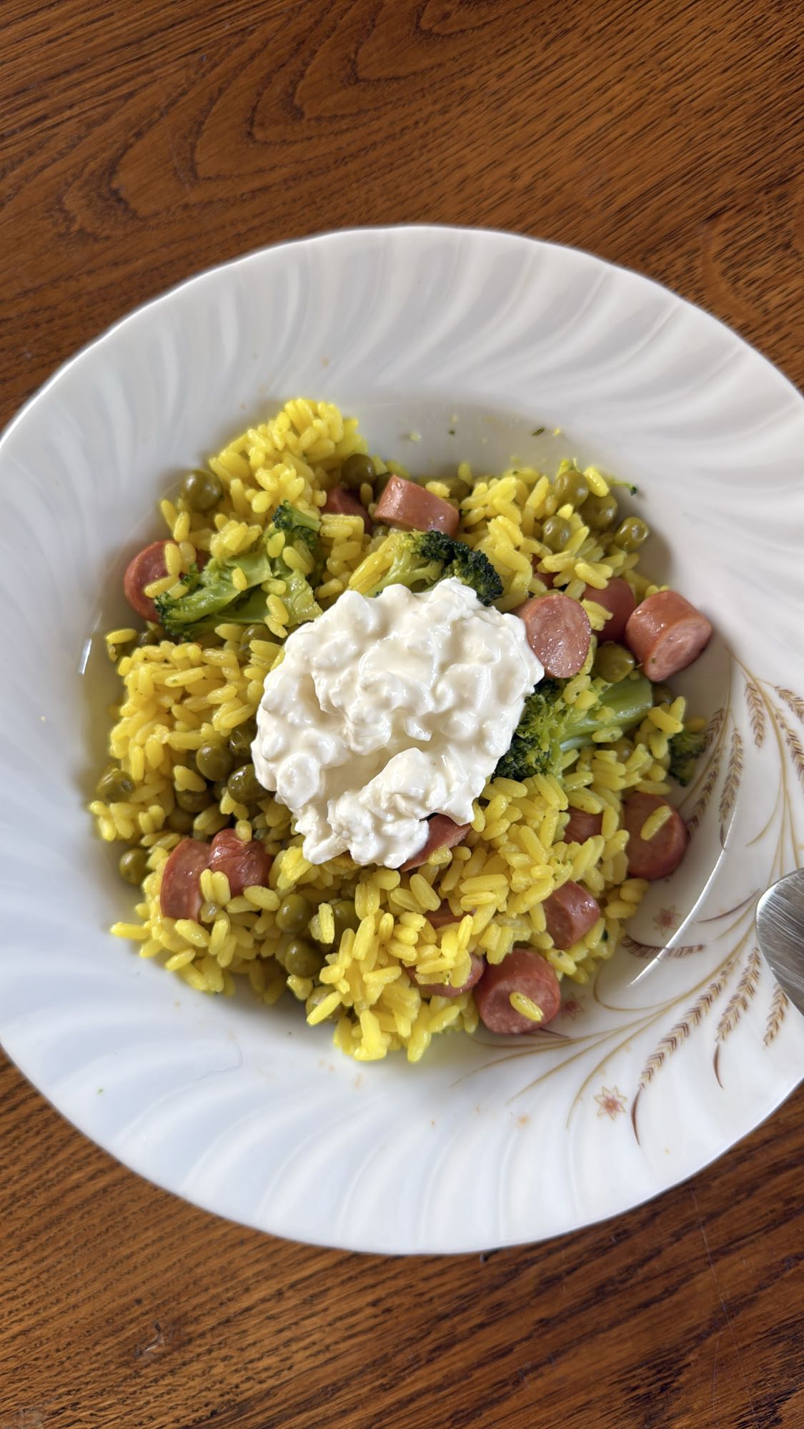 Yellow Rice with Sausage & Cottage Cheese