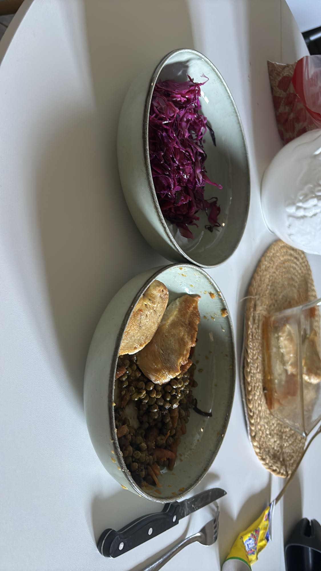 Poulet lentilles et chou