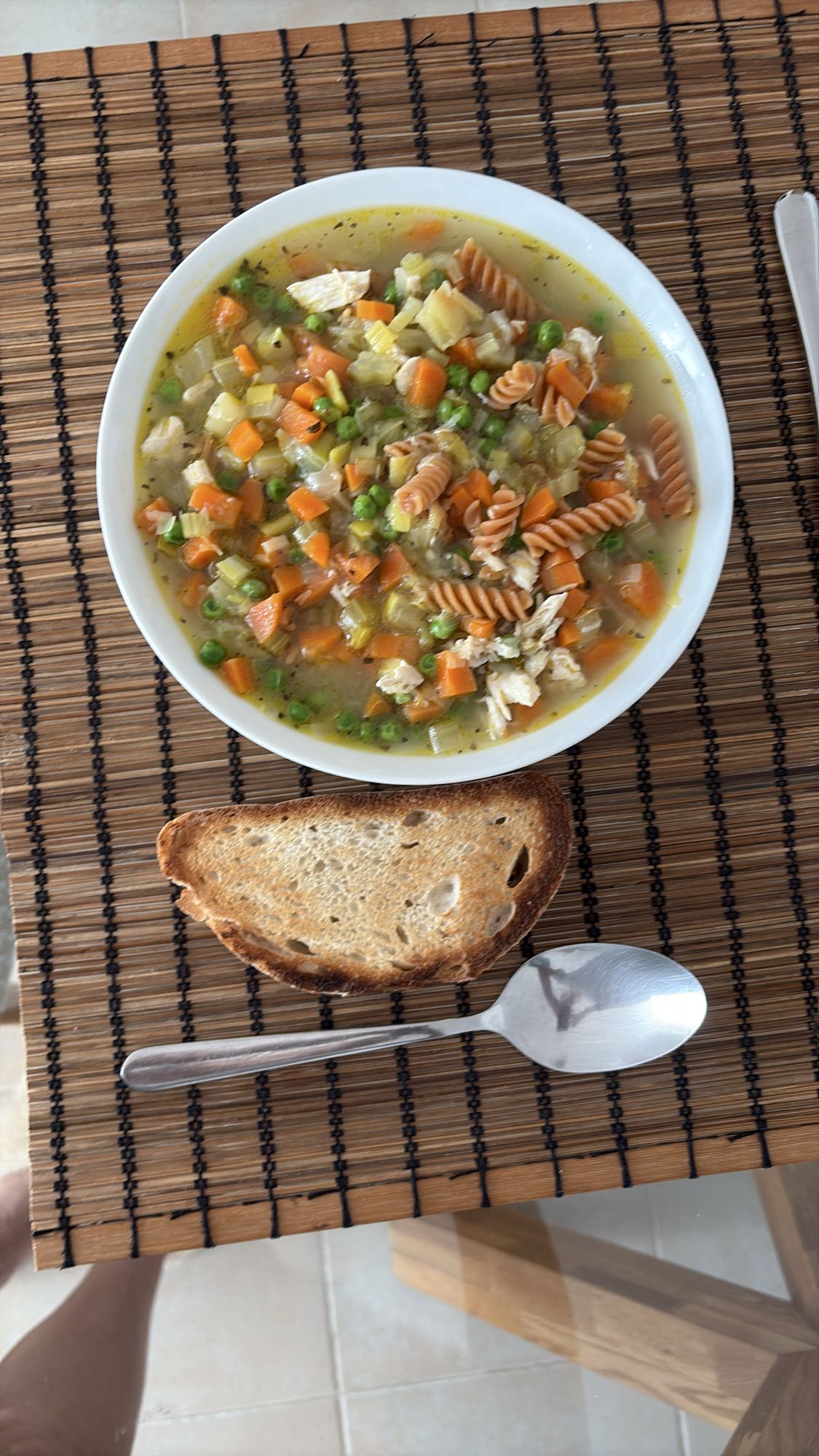 Chicken veggie soup & toast