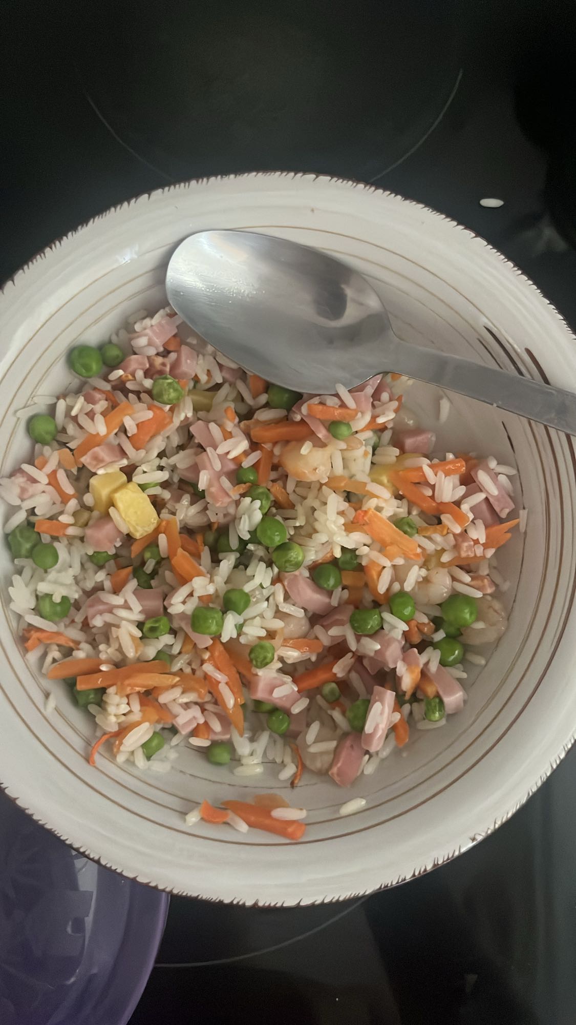 arroz con verduras y jamón