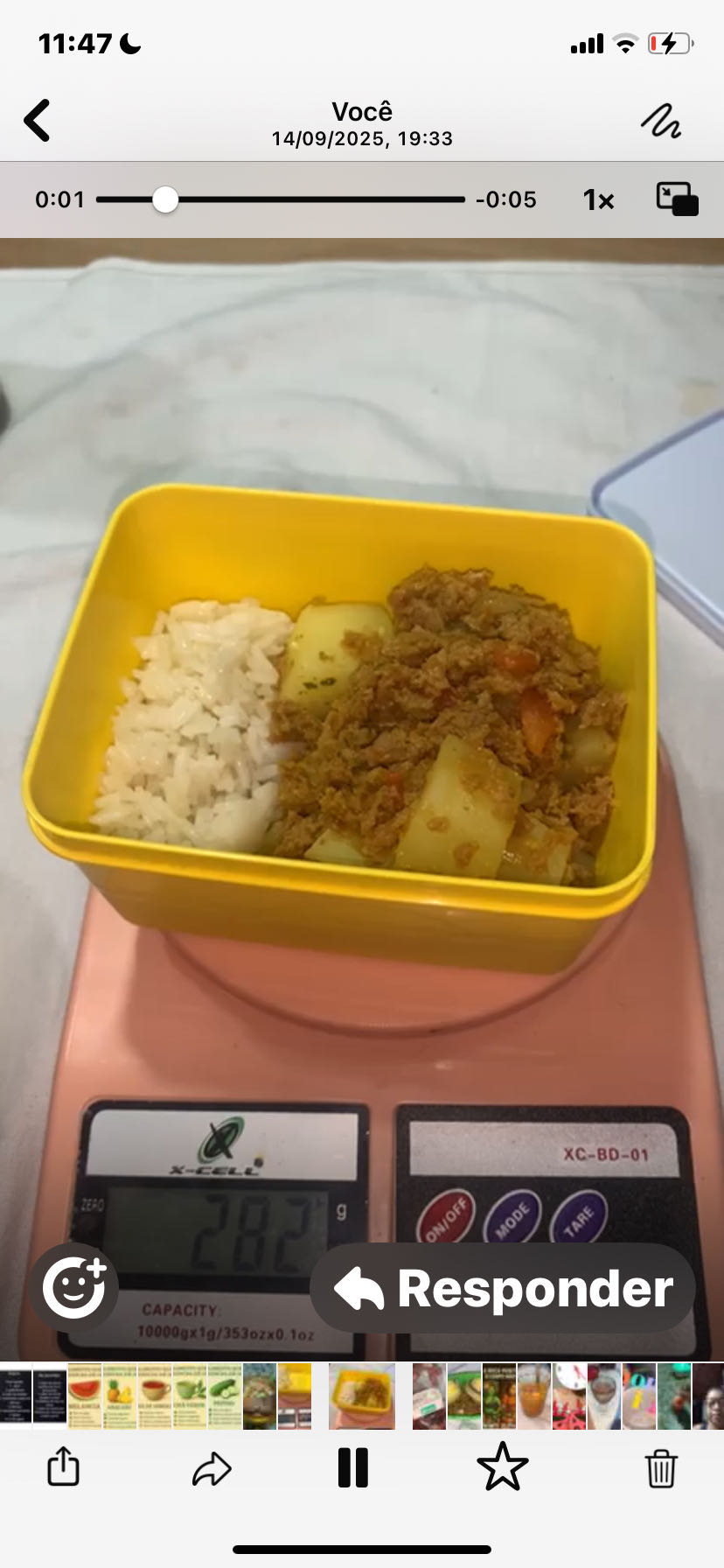 Arroz e carne moída com batata