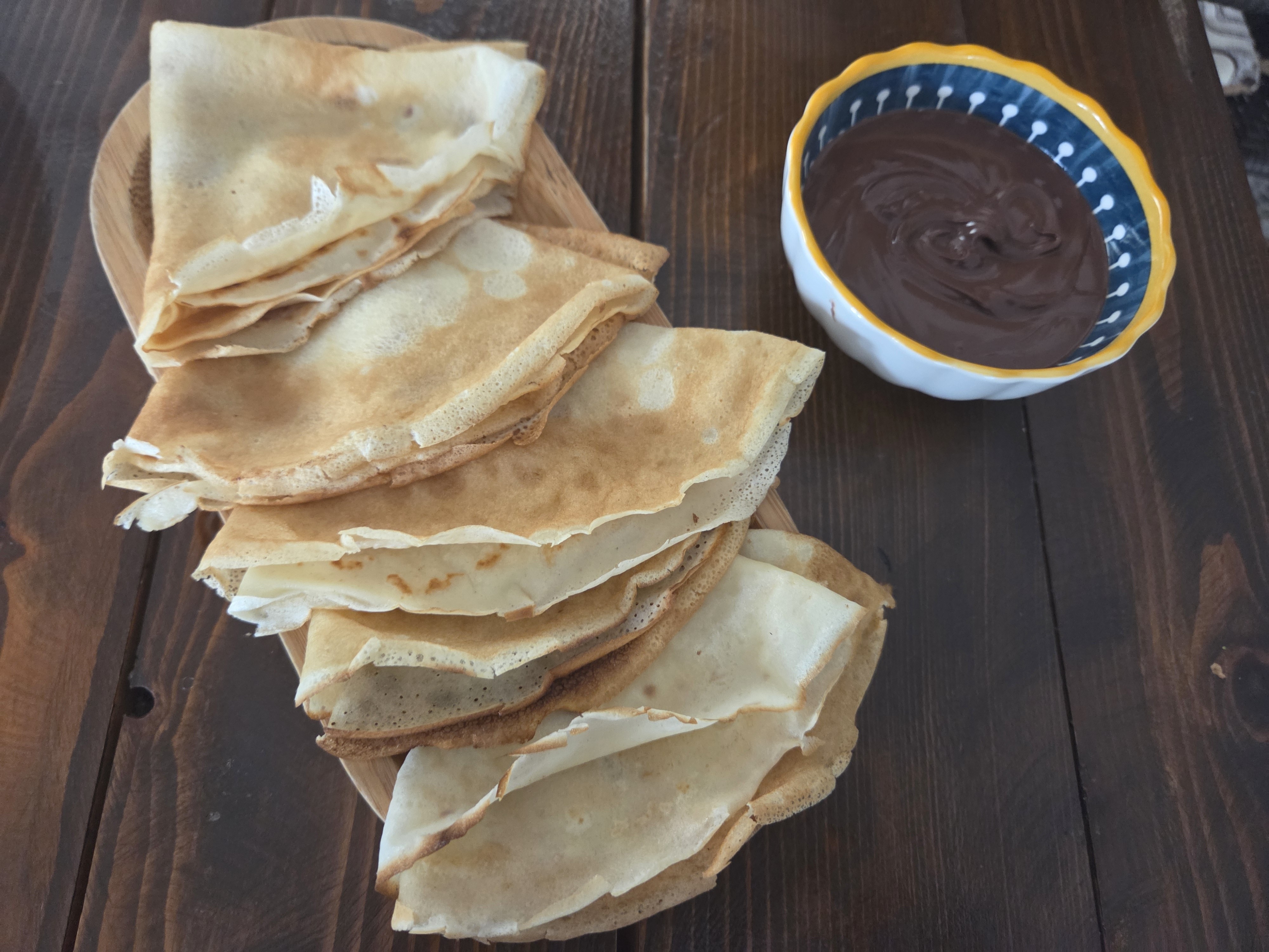 Crepes with chocolate dip