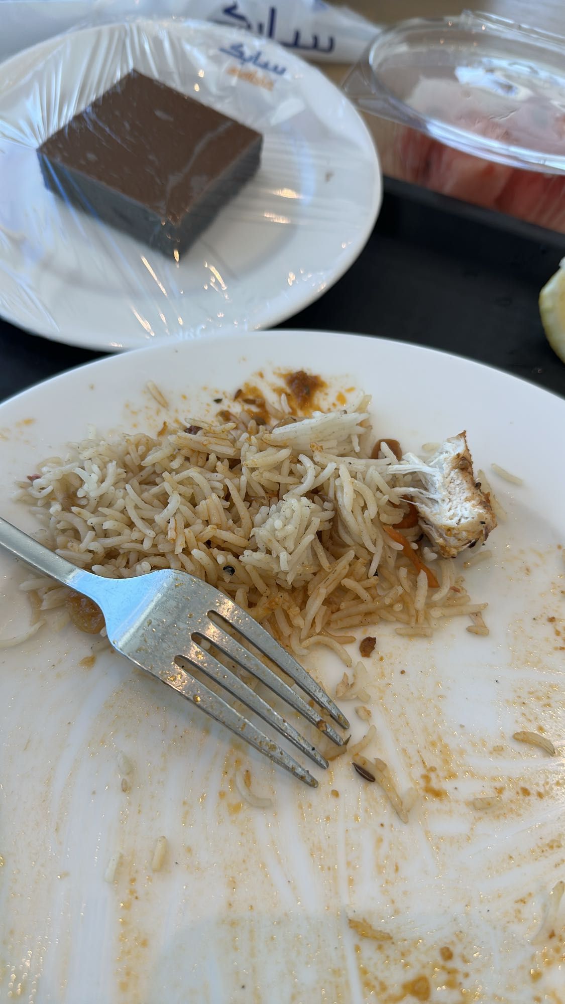 Chicken rice with dessert