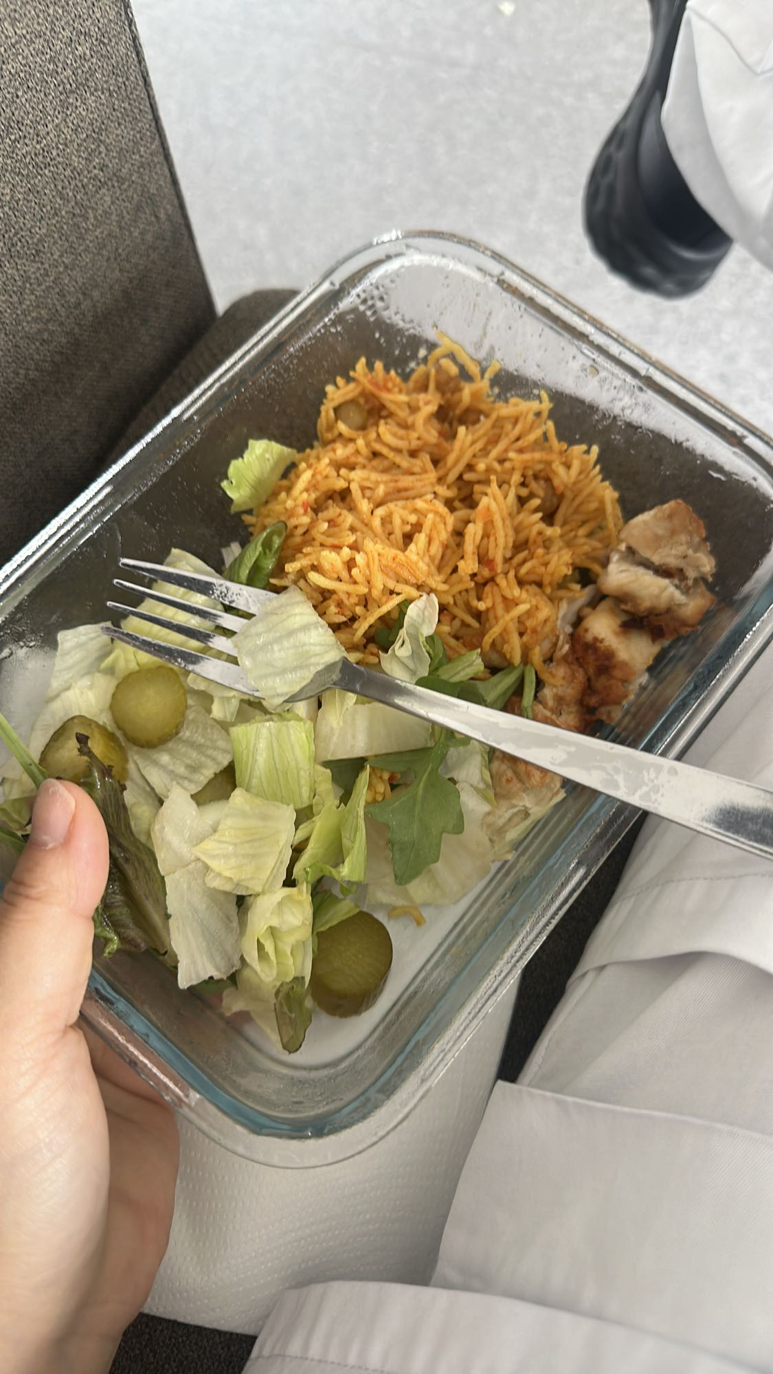 Kyckling med ris och sallad