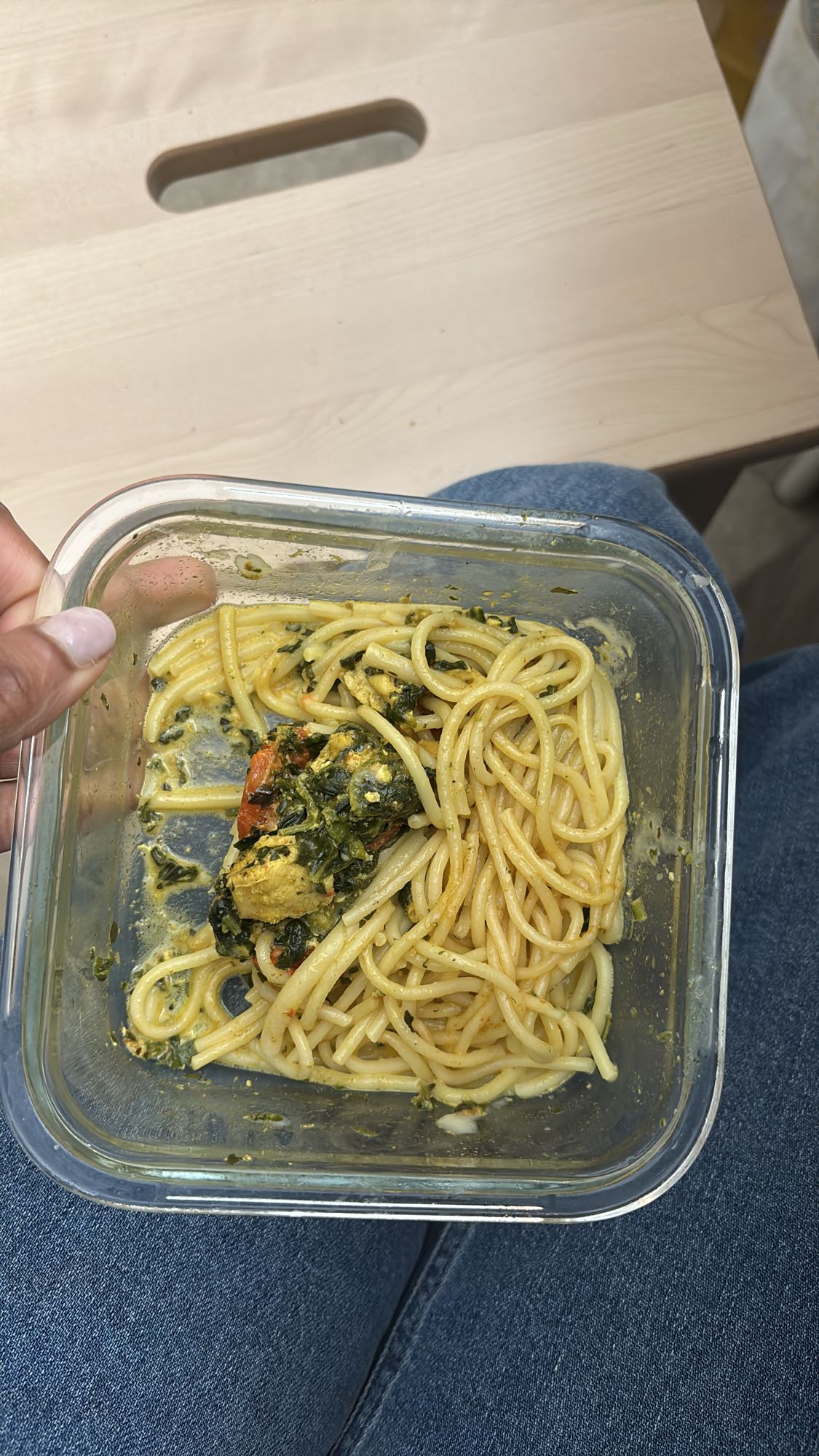 Pasta med kyckling och spenat