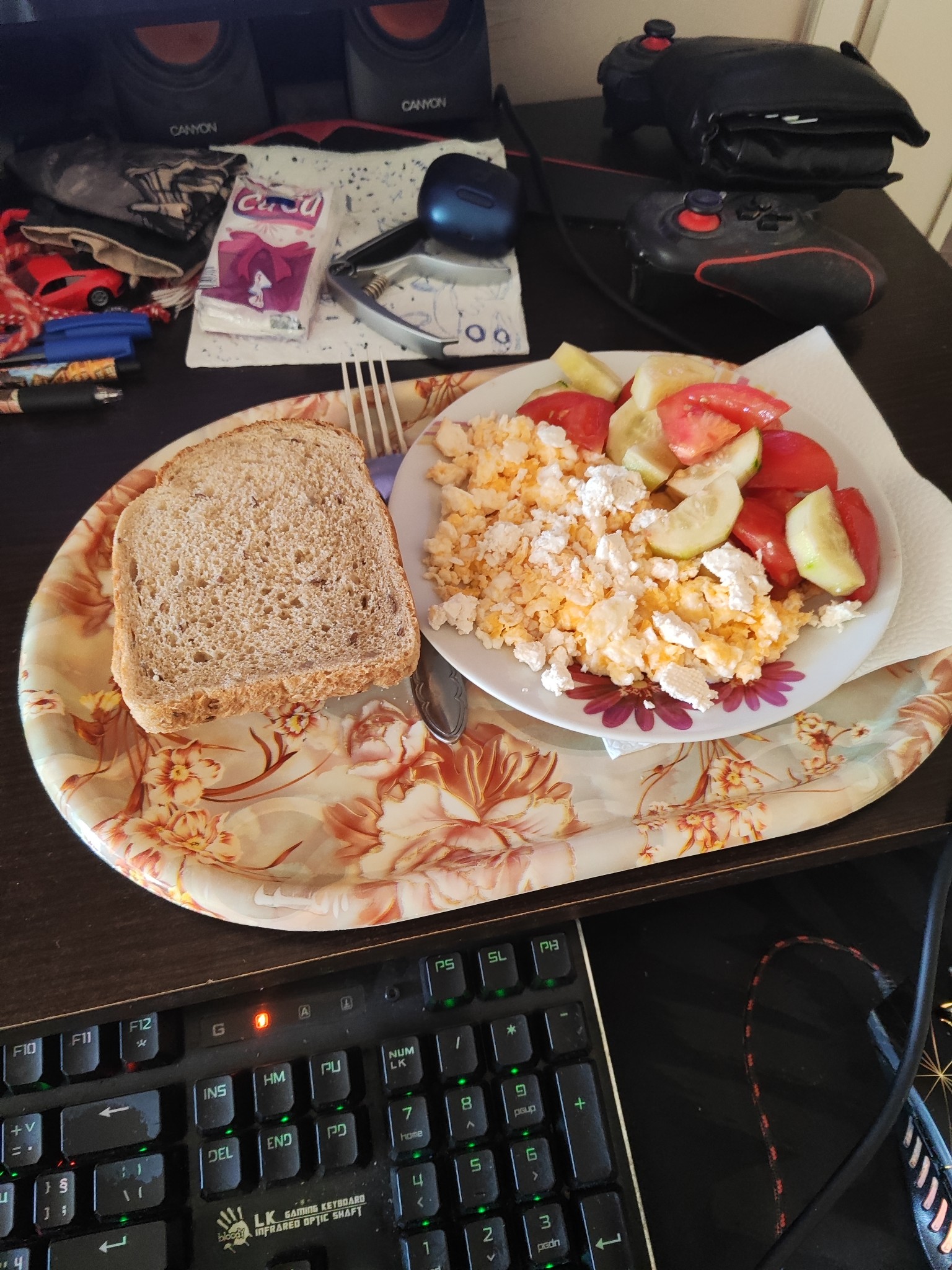 Eggs, Salad, Whole Wheat Bread