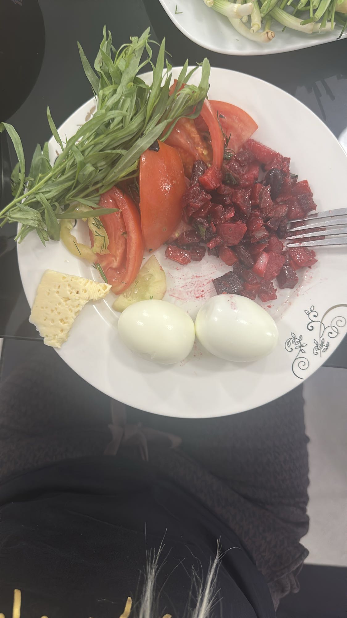 Eggs with salad plate