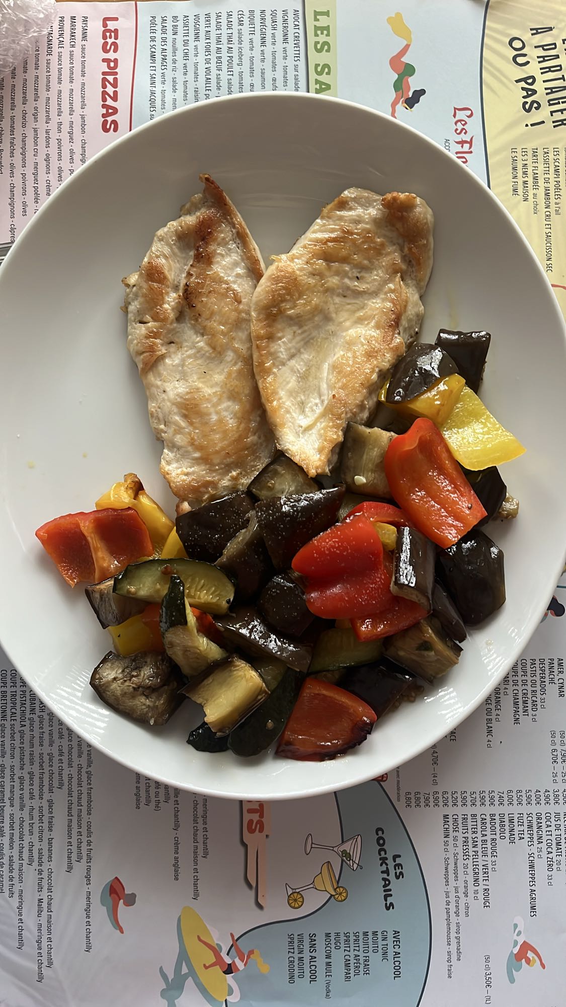 Poulet et légumes grillés