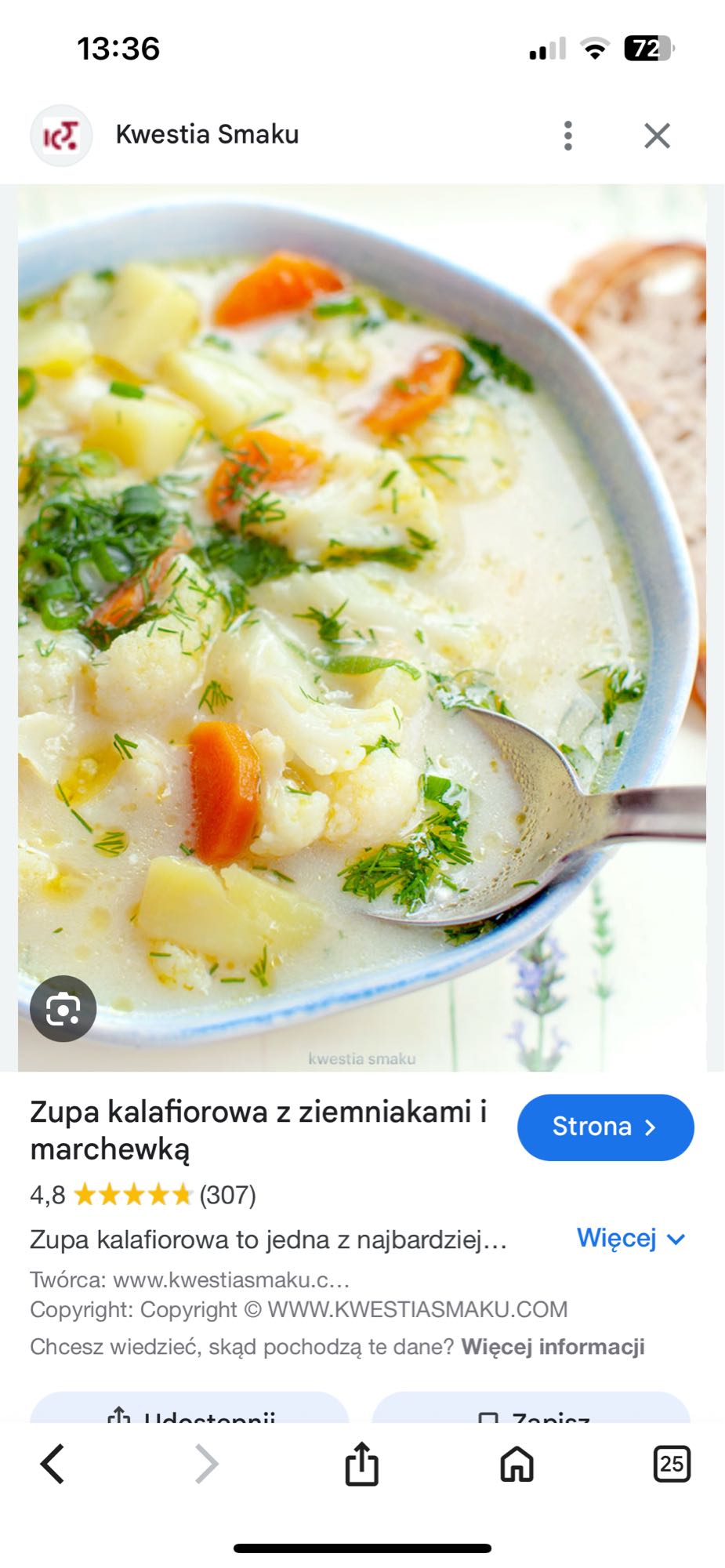Zupa kalafiorowa z ziemniakami