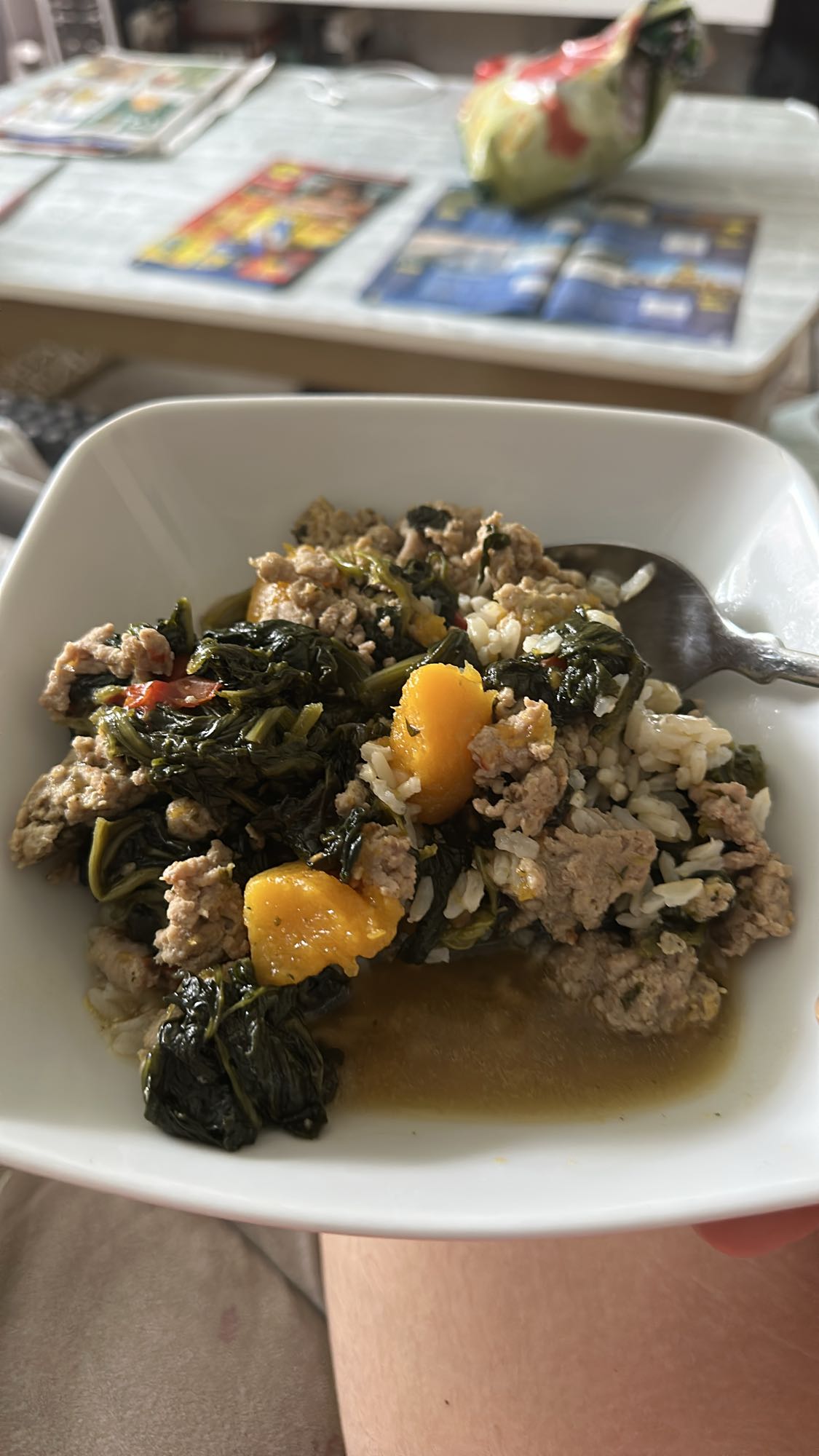 Gehakt met rijst en groenten