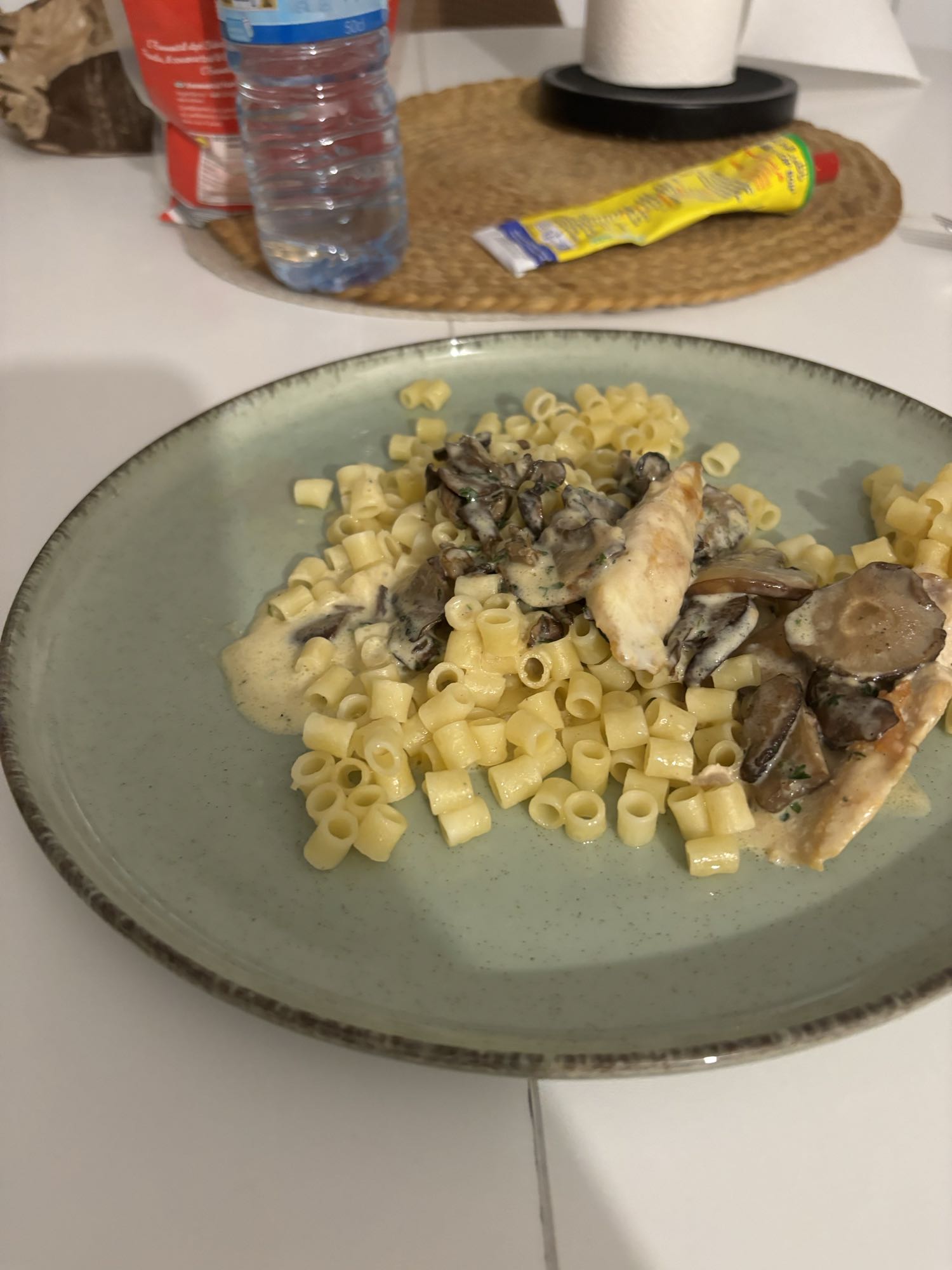 Pâtes poulet champignons