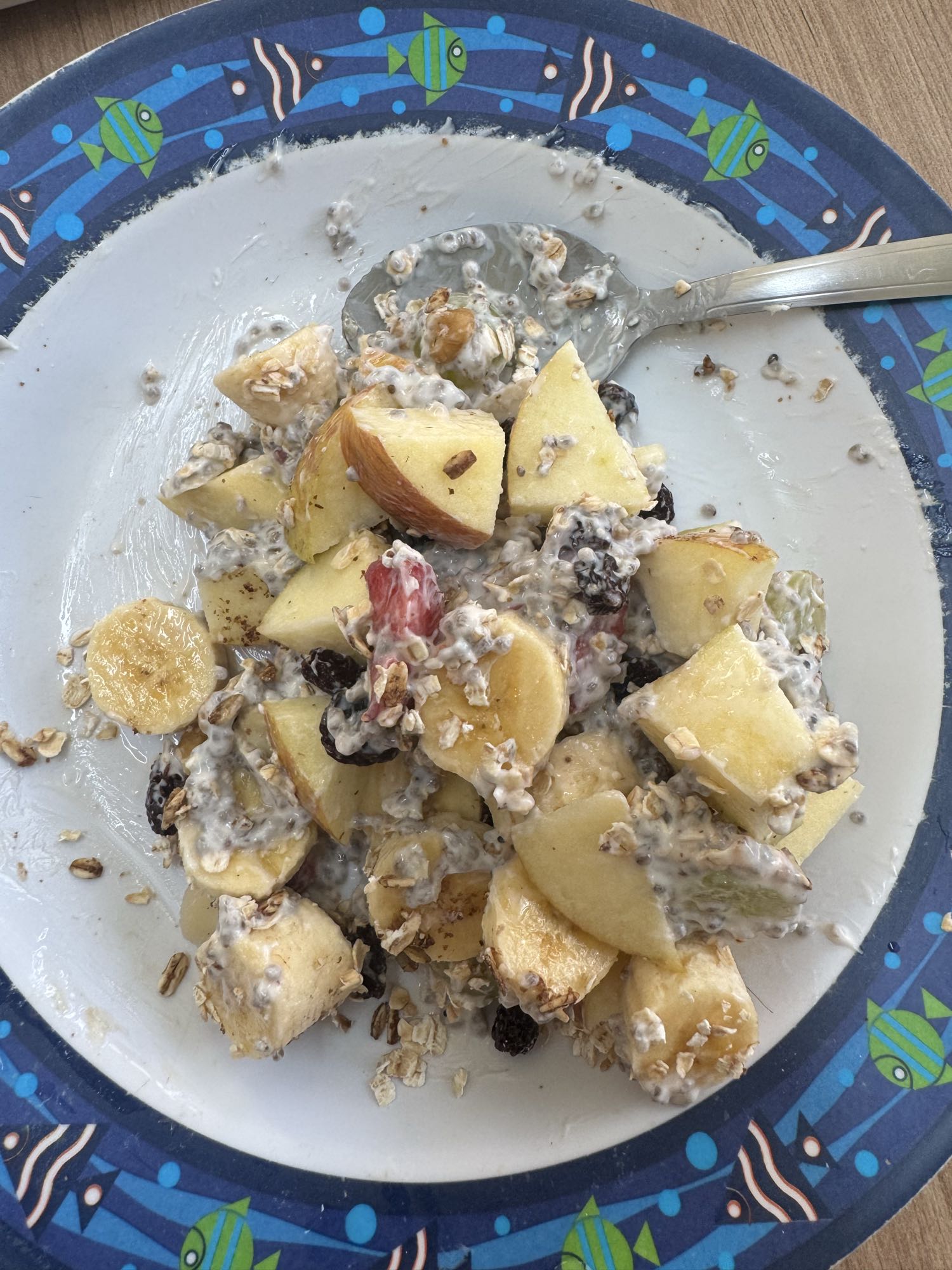 Frutas com aveia e chia