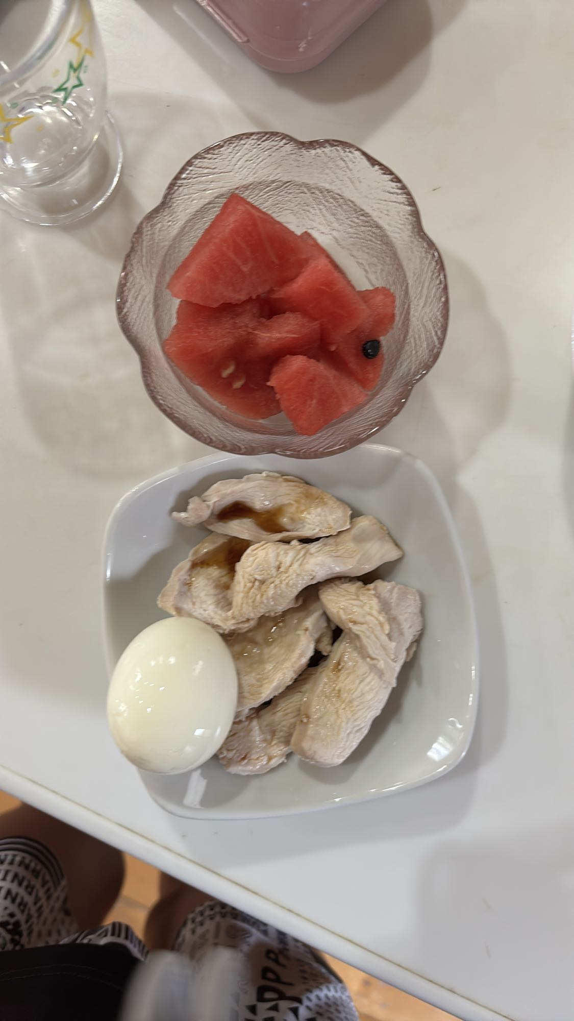 鶏肉と卵とスイカ