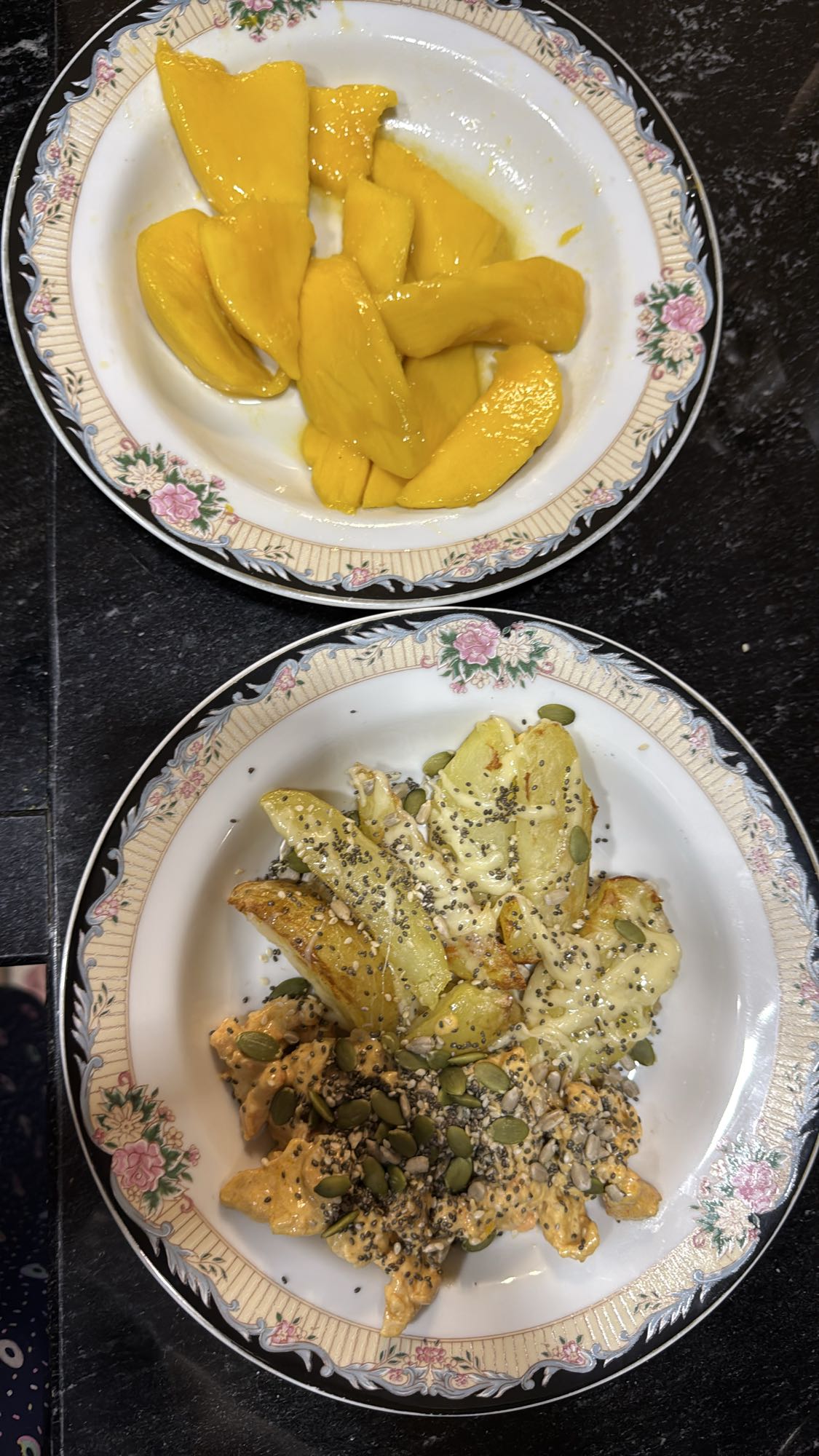 Frango com batata e manga