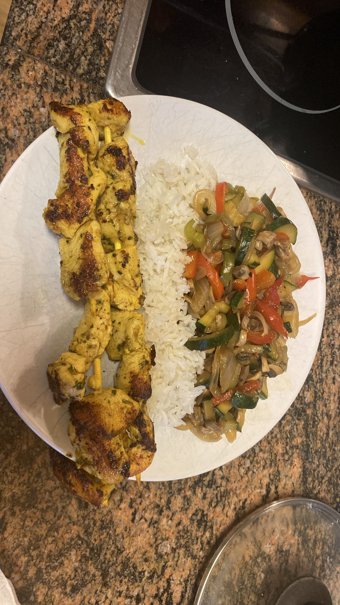 Brochetas con verduras sin arroz