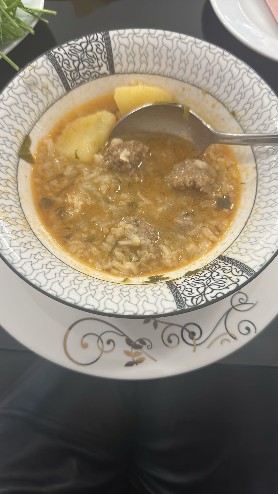 Meatball rice soup