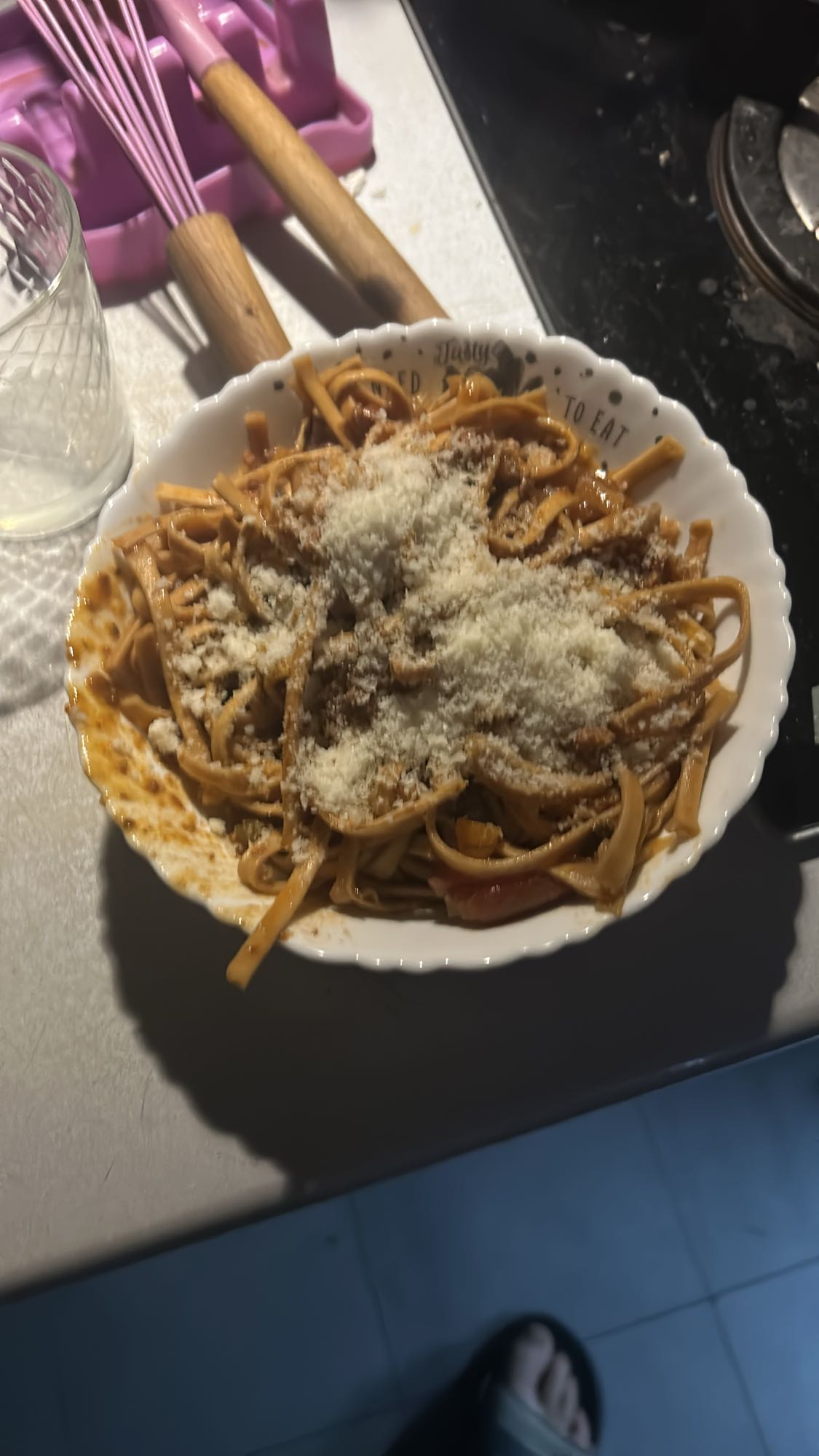 Arishta with chicken tomato sauce