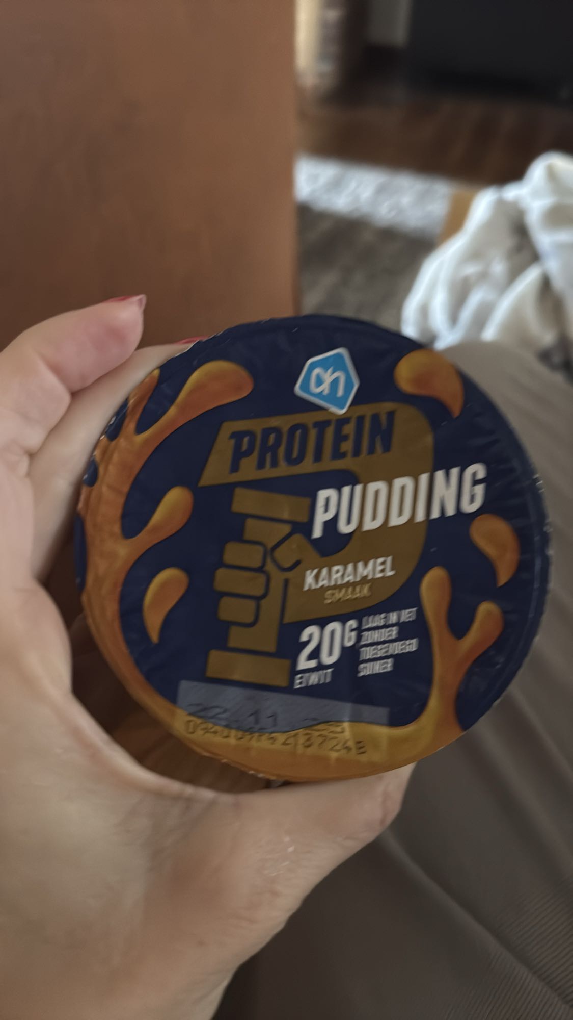 Karamel proteïnepudding