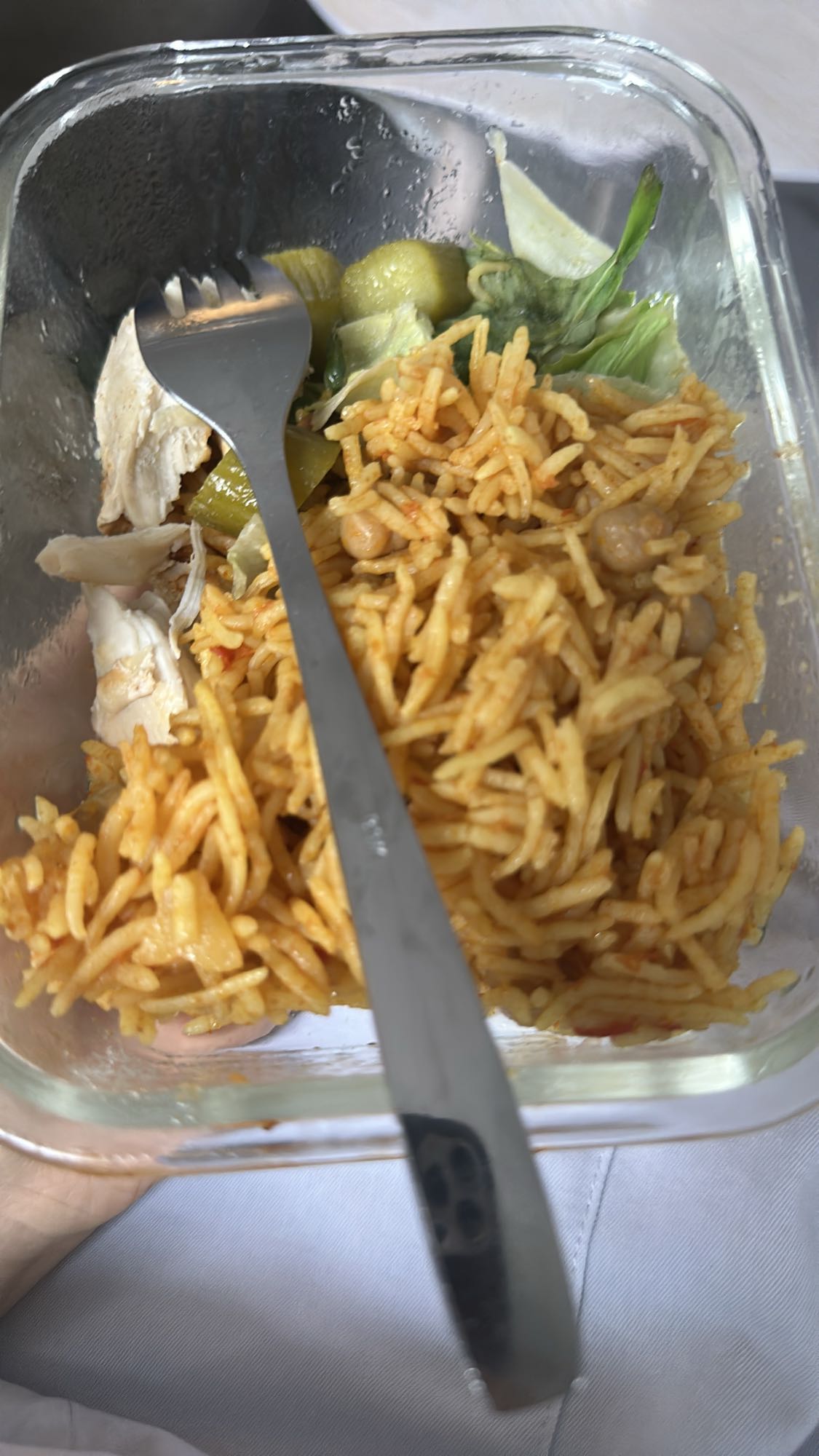 Kyckling med ris och sallad