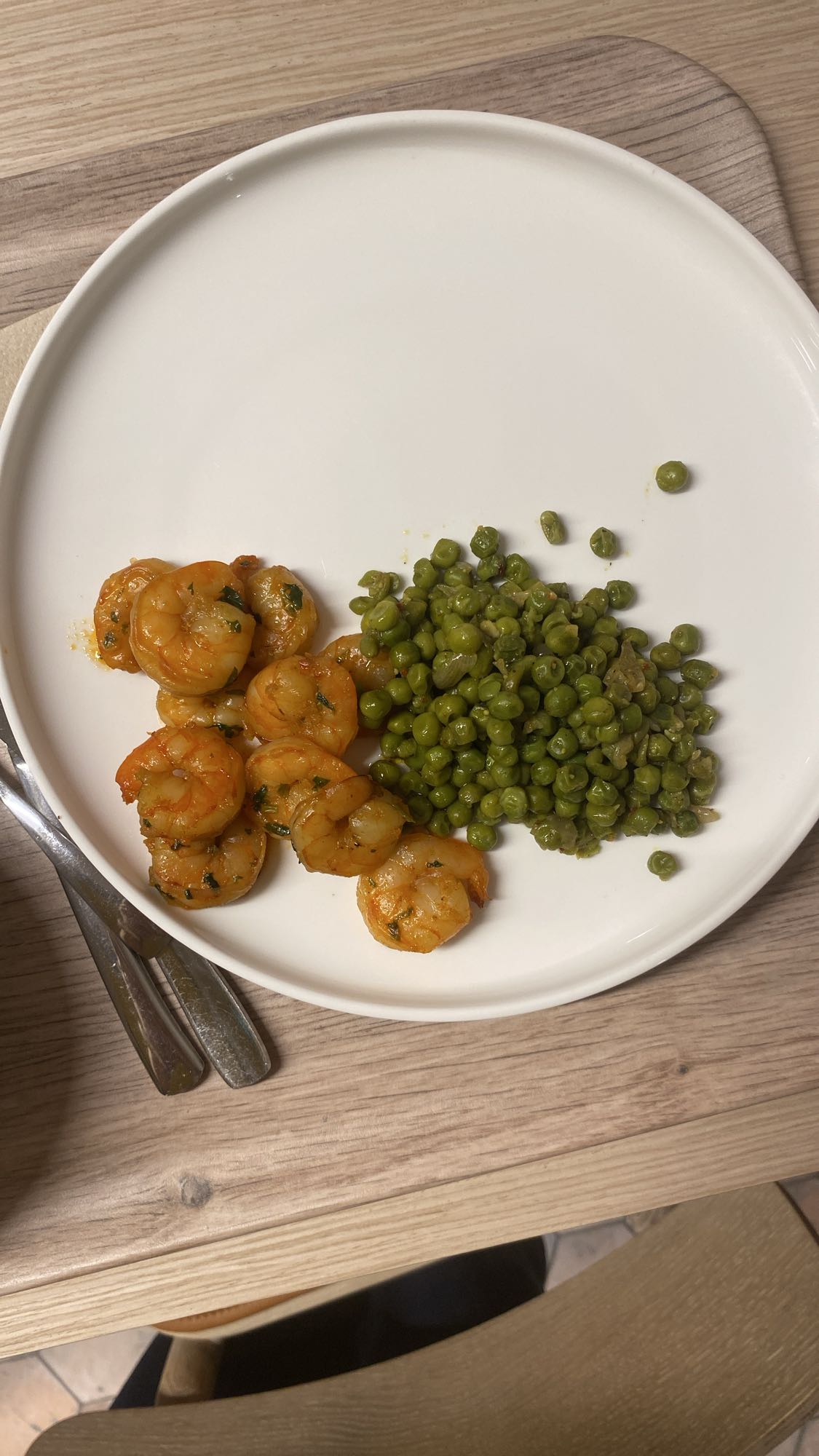 Crevettes et petits pois