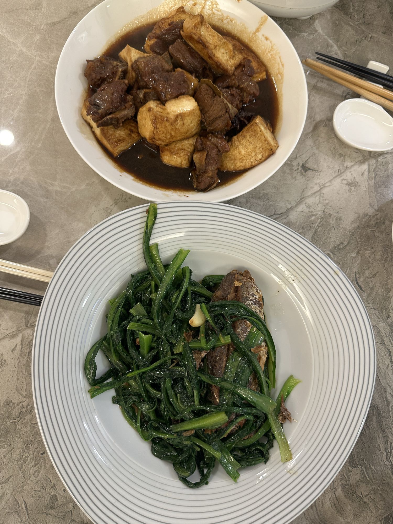 Beef tofu & greens fish