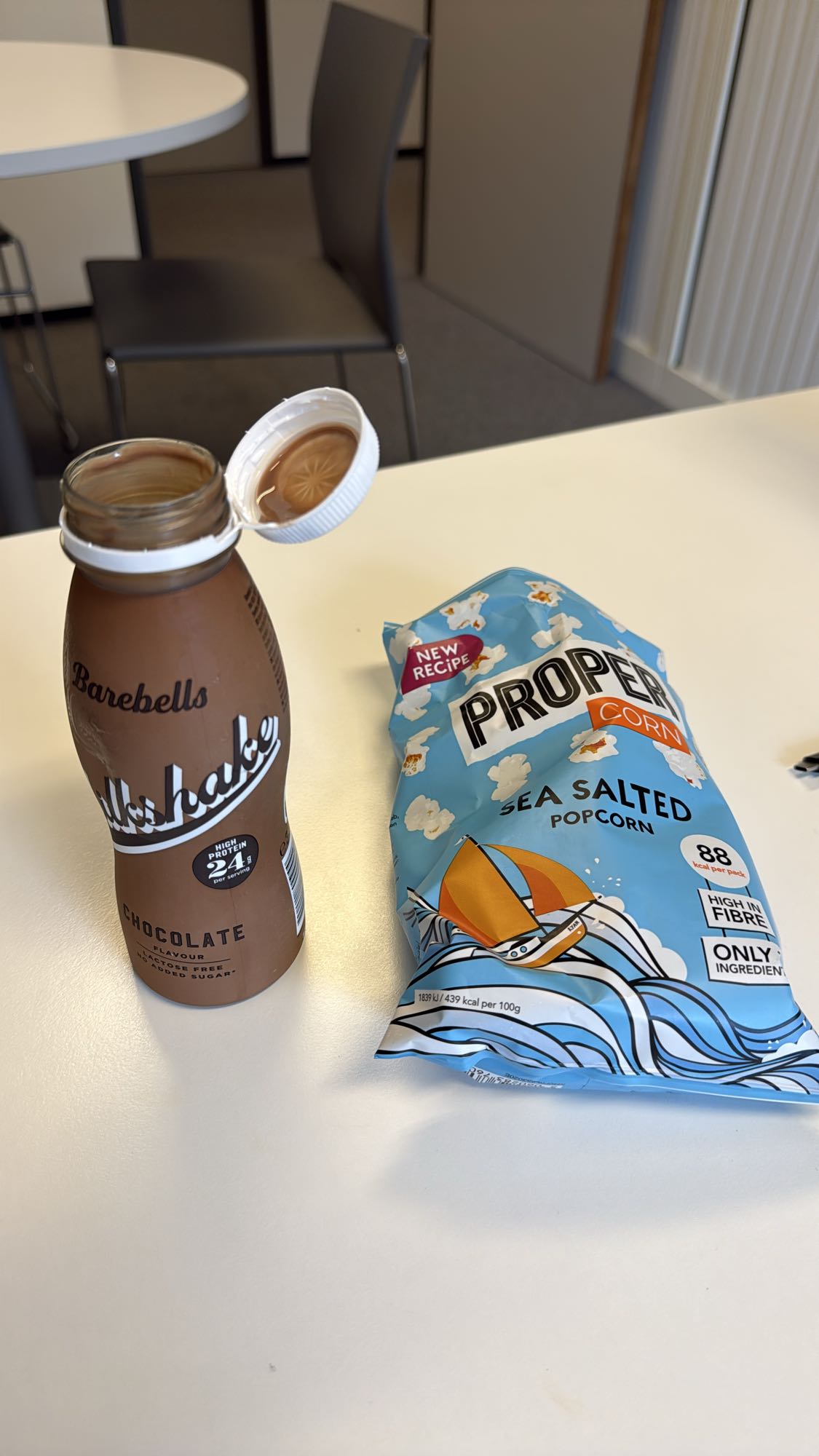 Chocolate shake & popcorn