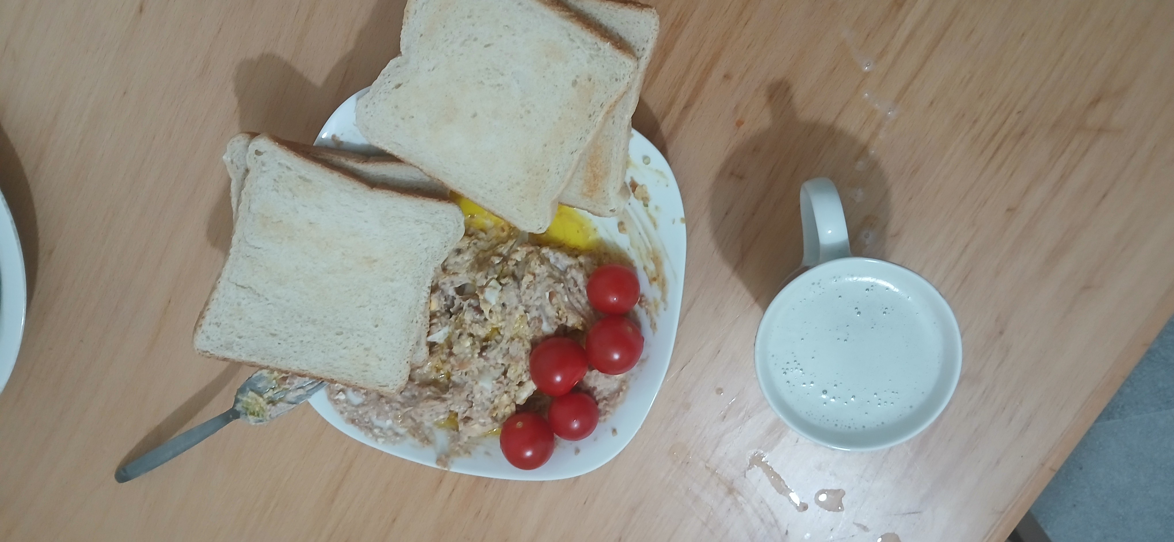 Tost ekmeği ve ton balığı tabağı