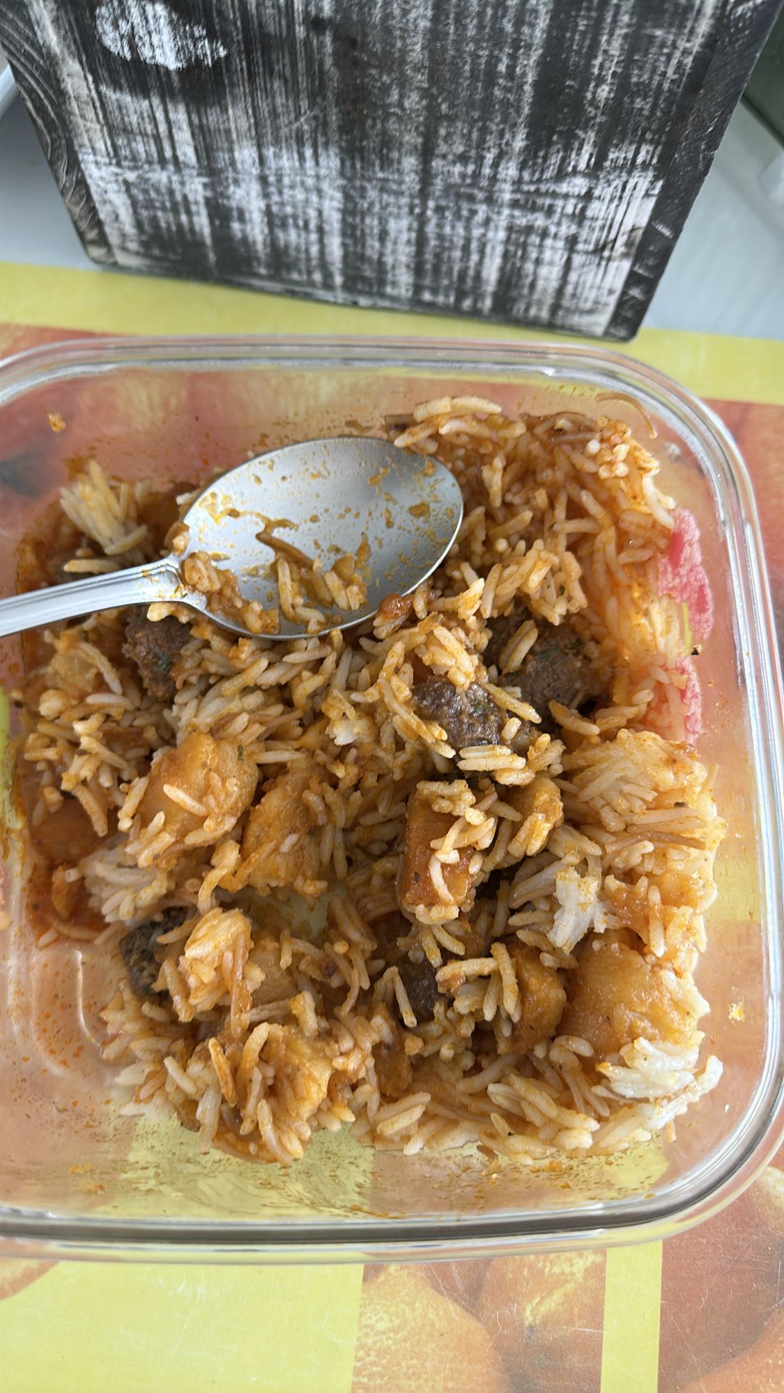 Rice with meat and potatoes