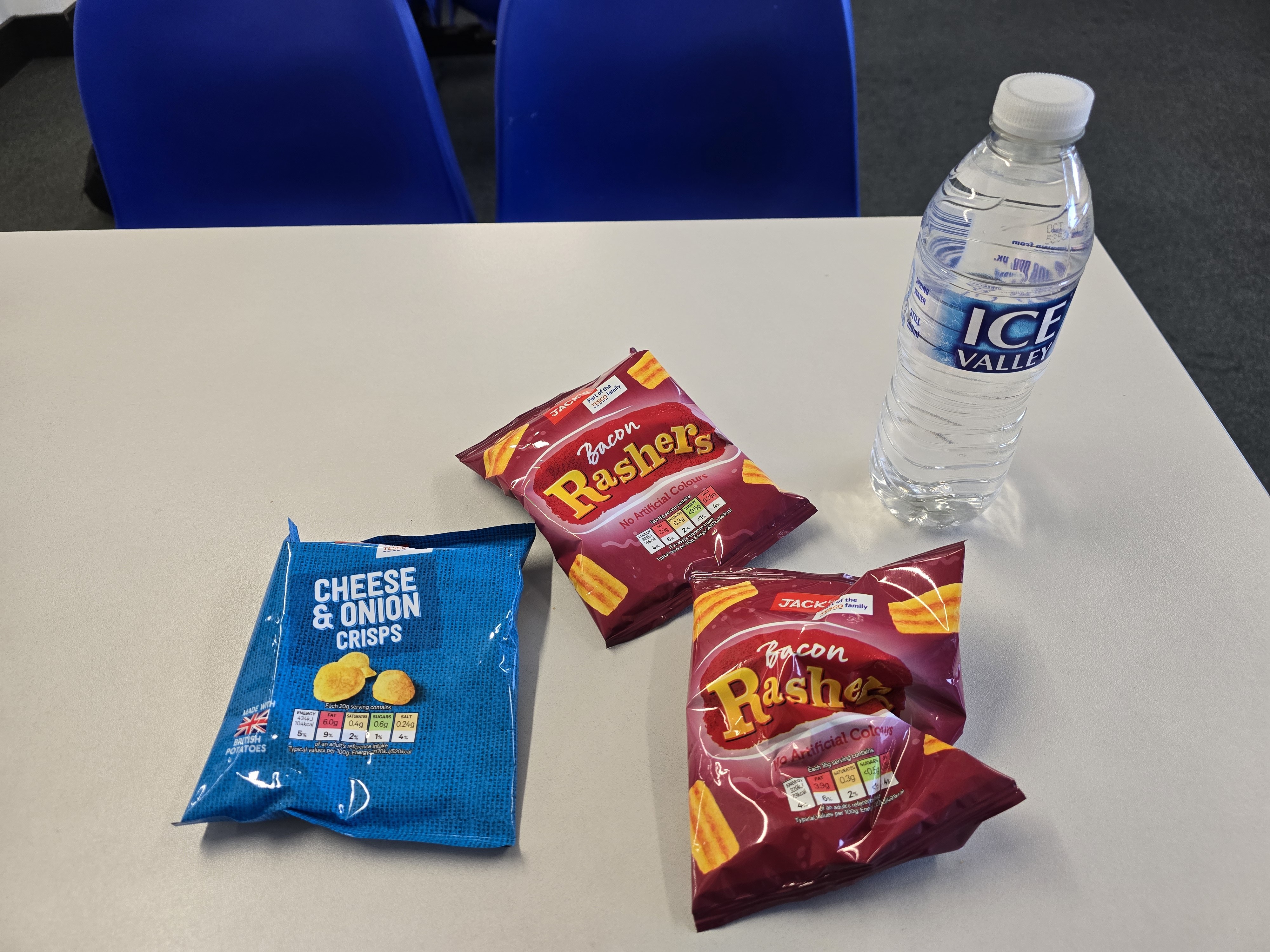 Crisps and Water Snack