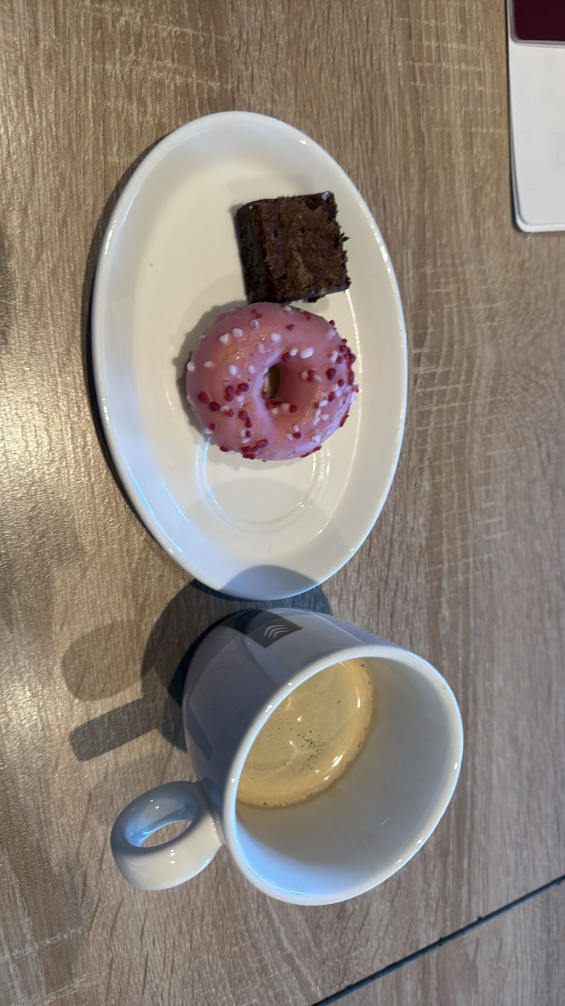 Donut, brownie, coffee