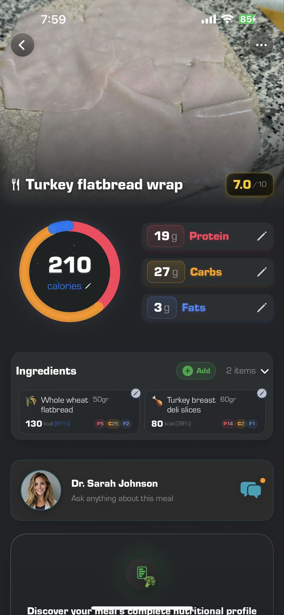 Turkey flatbread wrap
