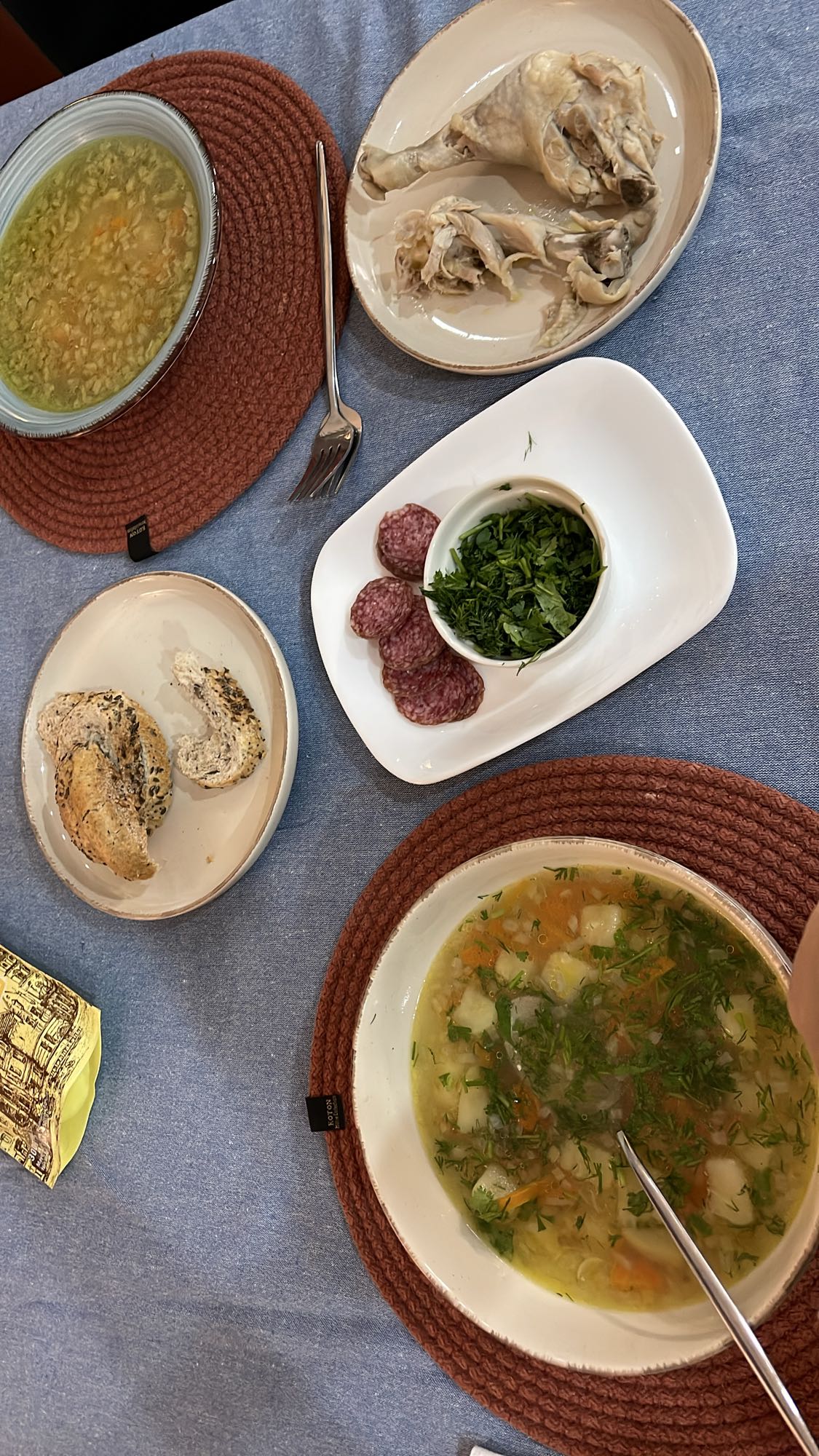 Куриный суп с гарниром