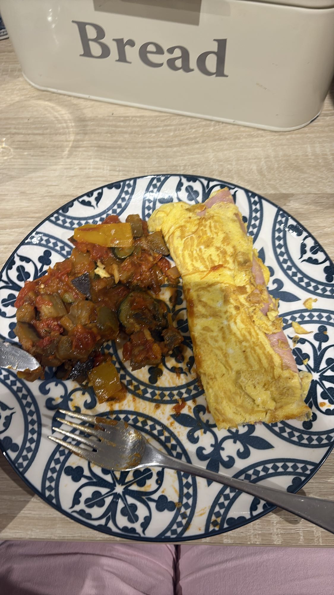 Omelette jambon et ratatouille