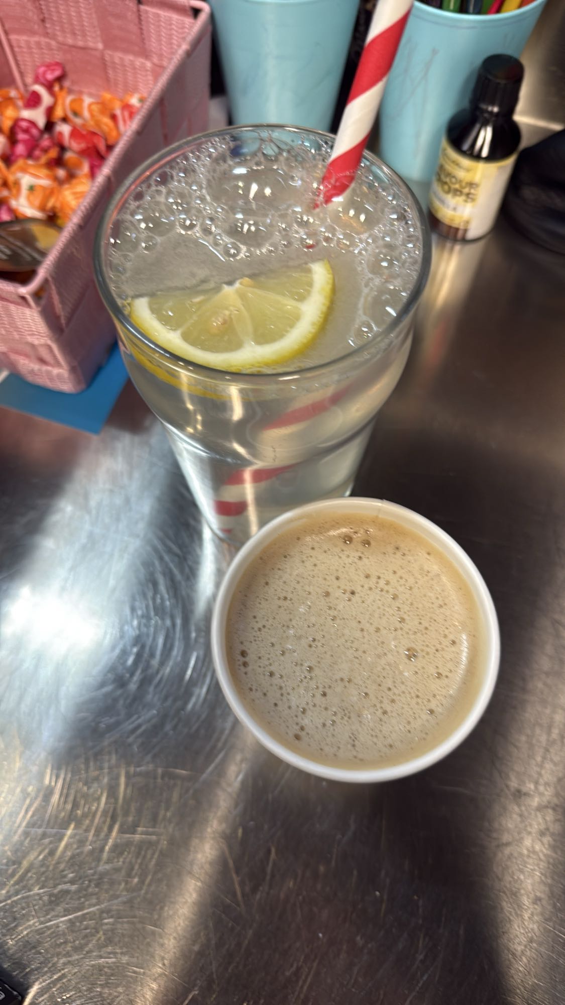 lemon water and coffee