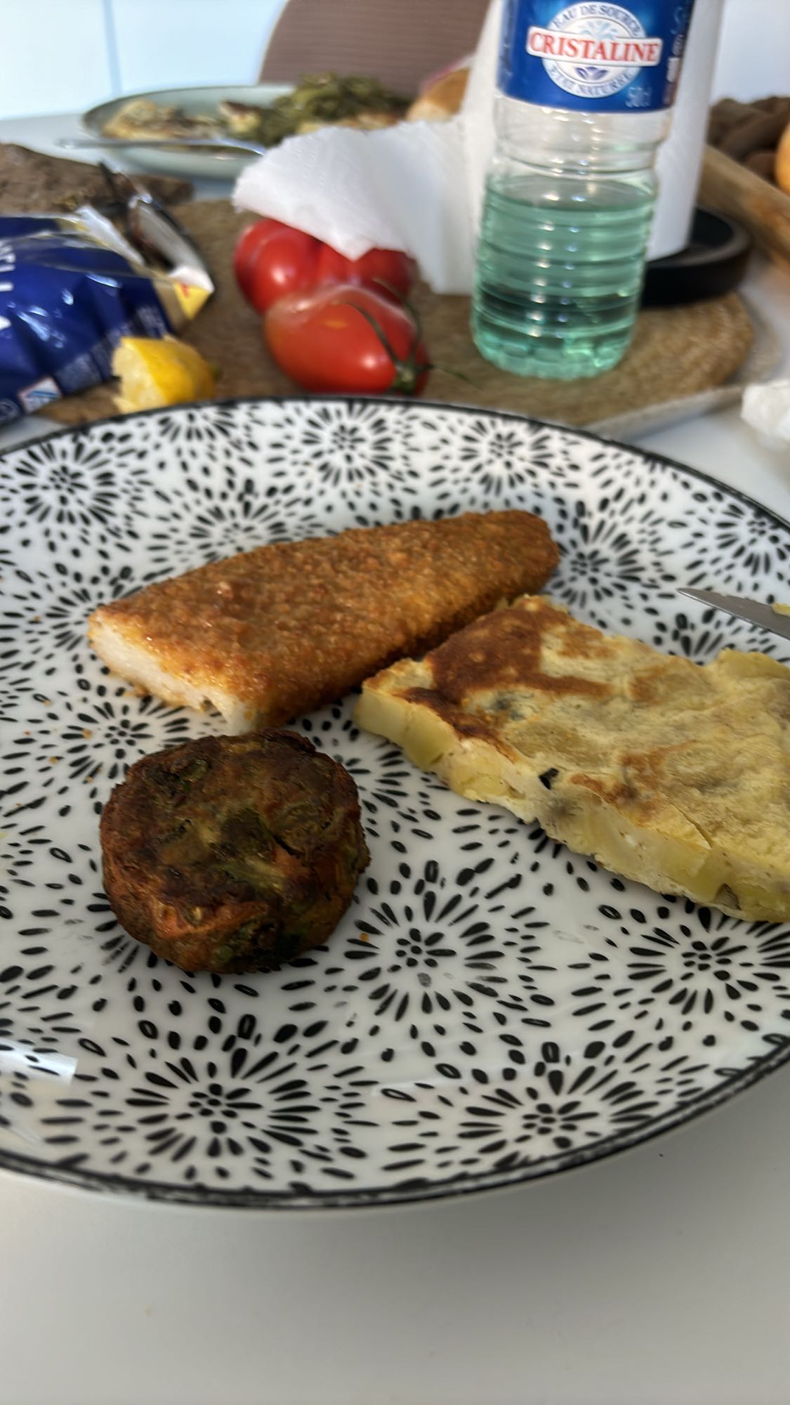 Assiette panée et omelette