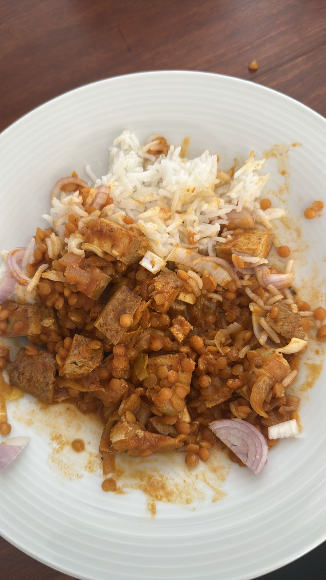 Linsen-Curry mit Reis