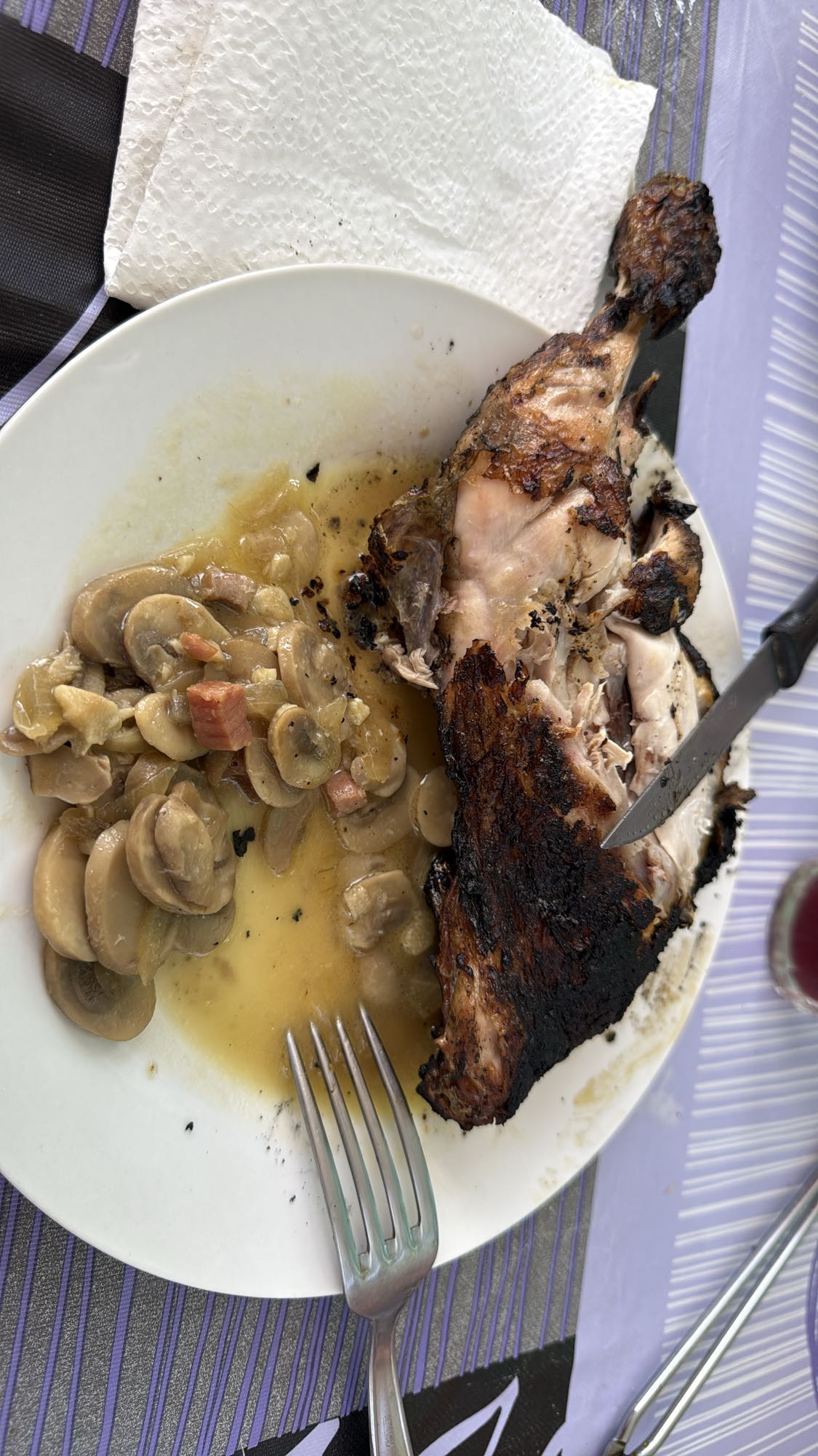 Pollo asado con champiñones