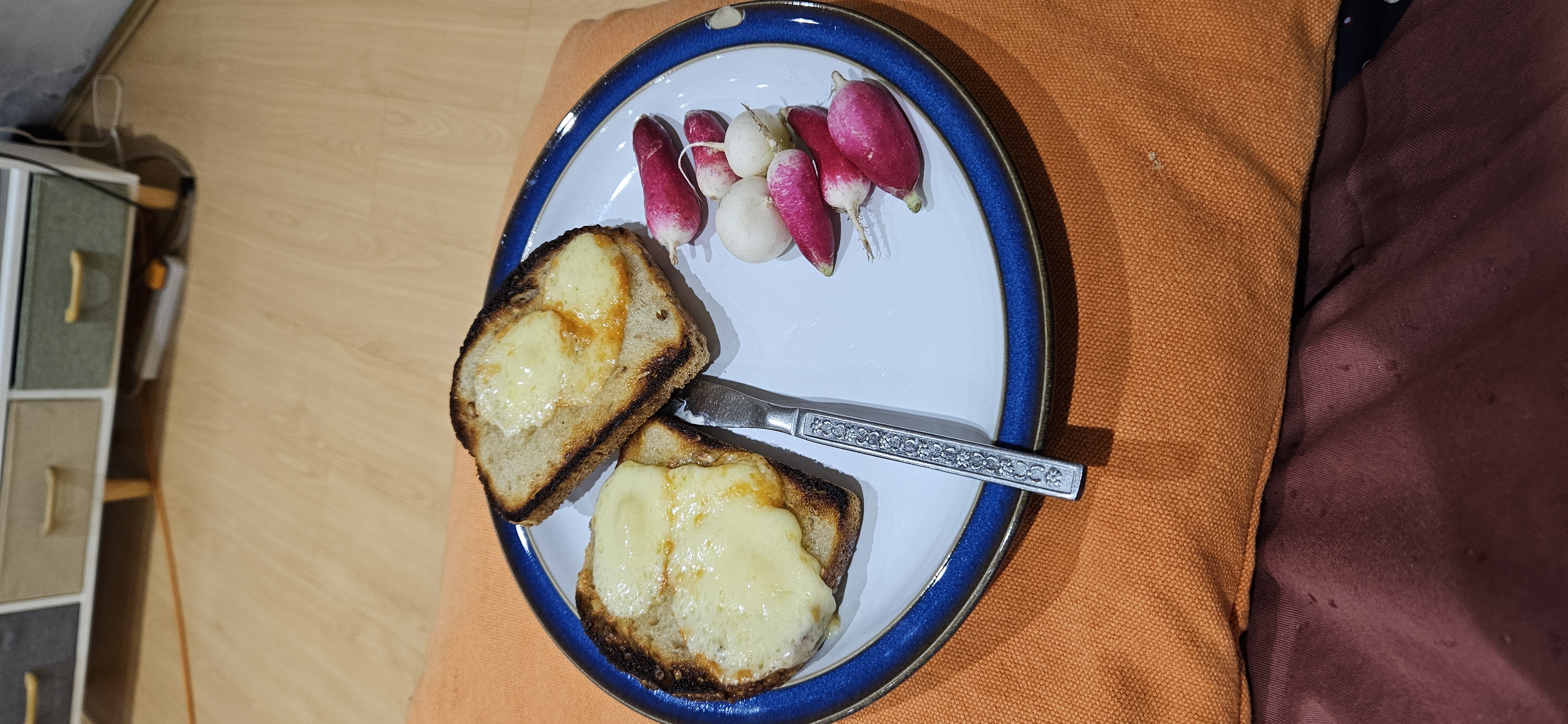 Cheese toast with radish