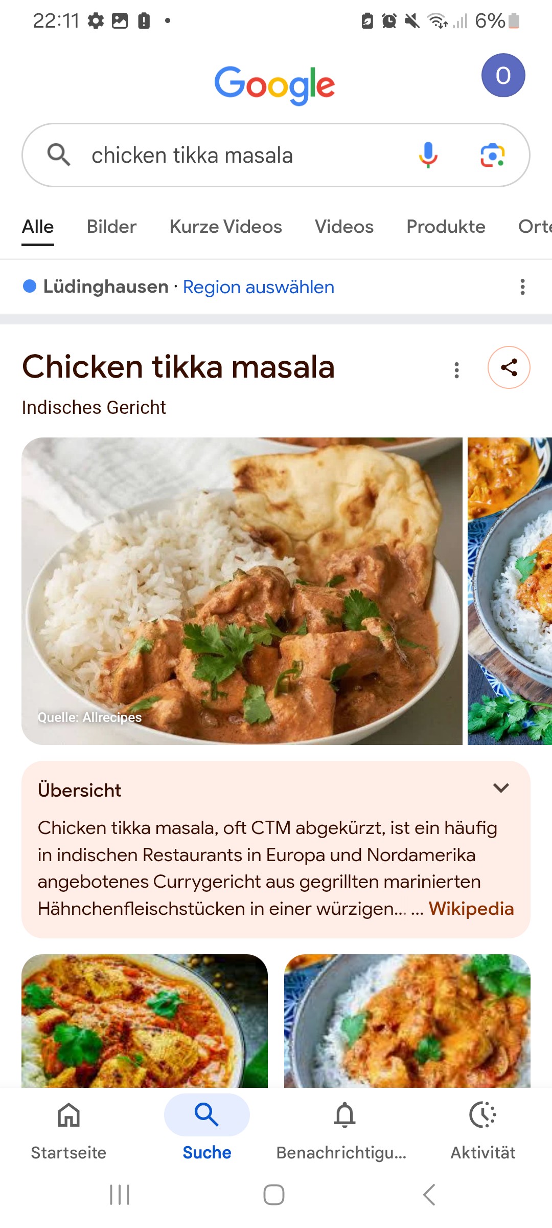 Chicken Tikka Masala mit Reis