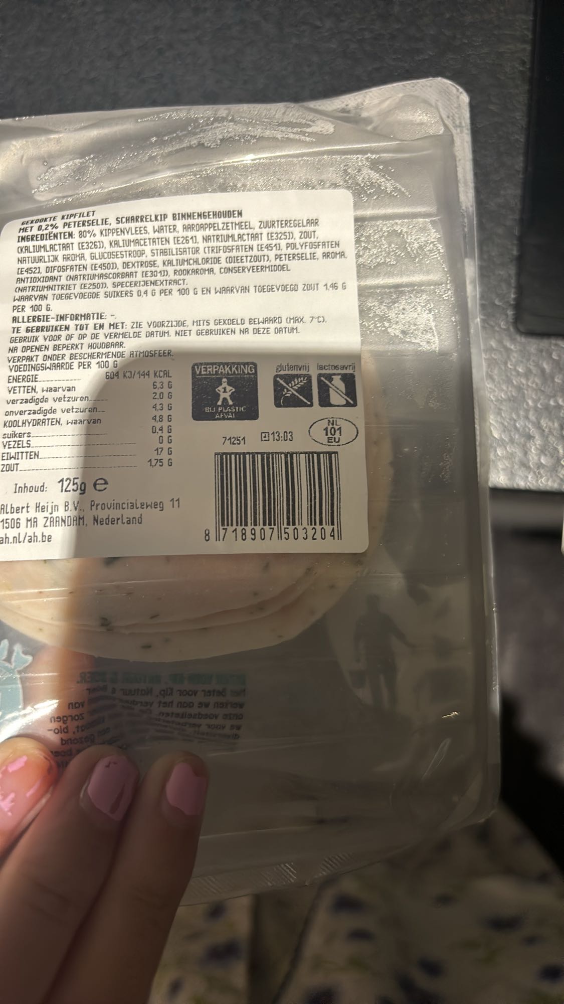 gekookte kipfilet plakjes