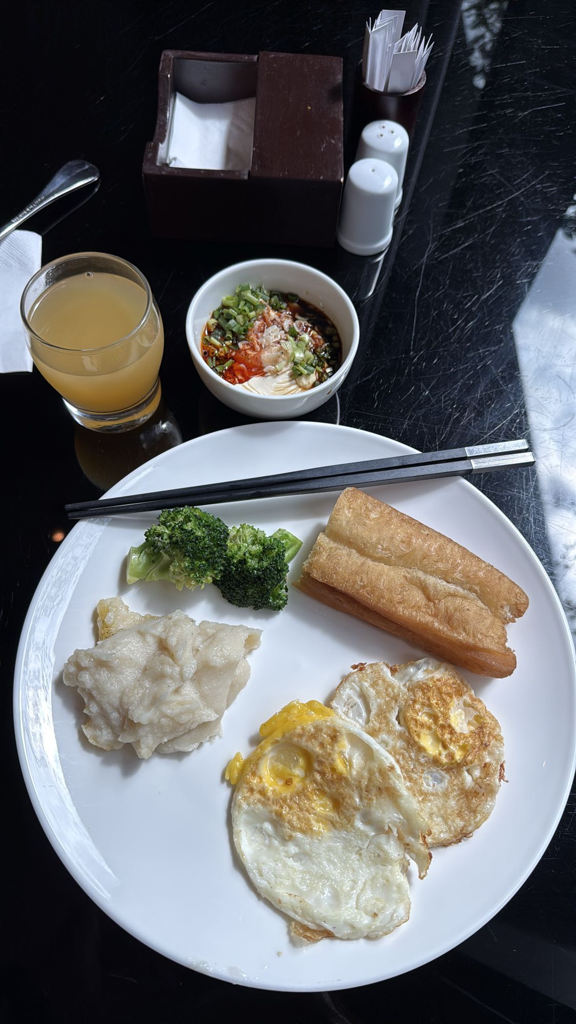 Fried eggs with sides