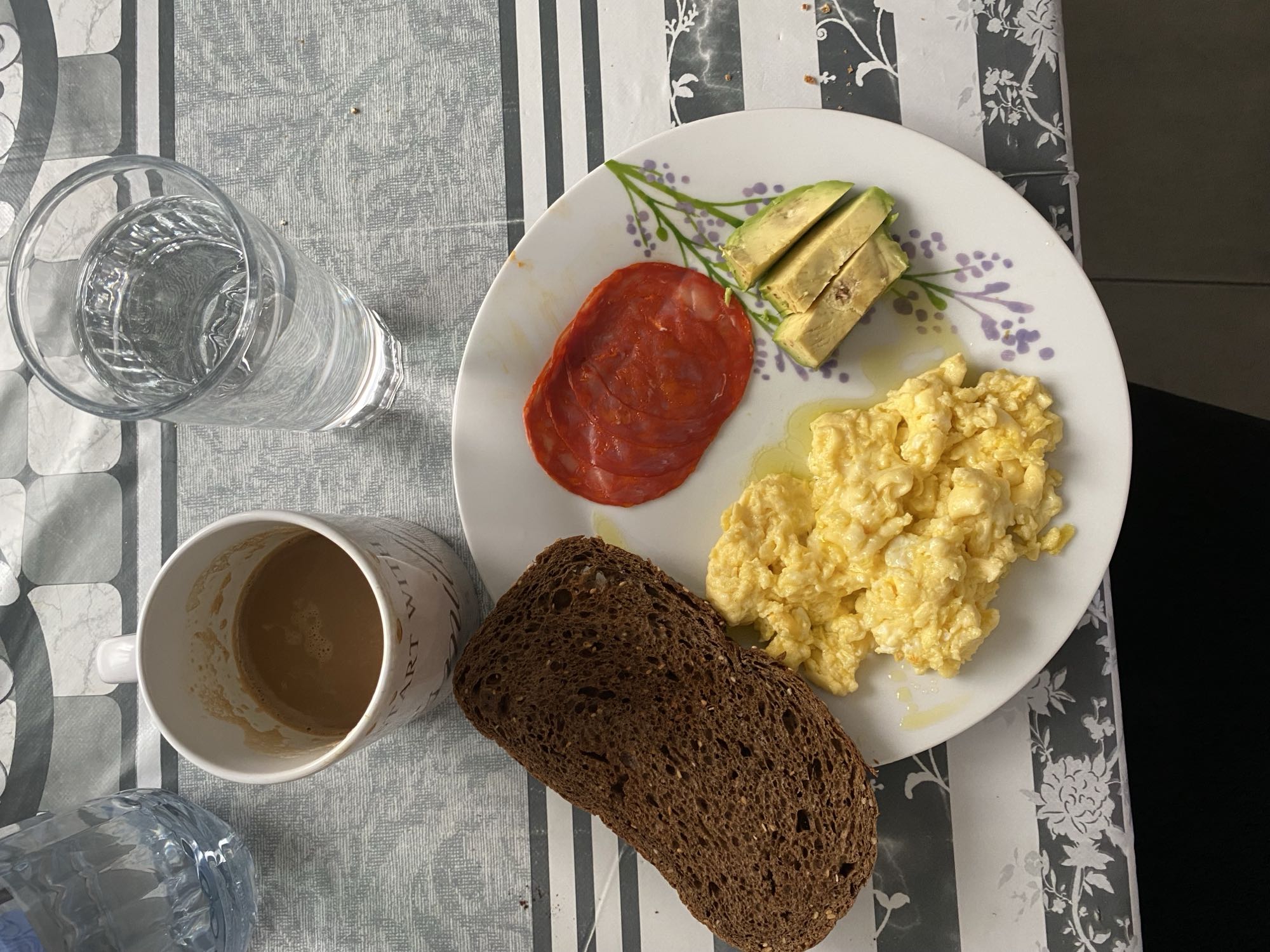 Desayuno con huevo y pan